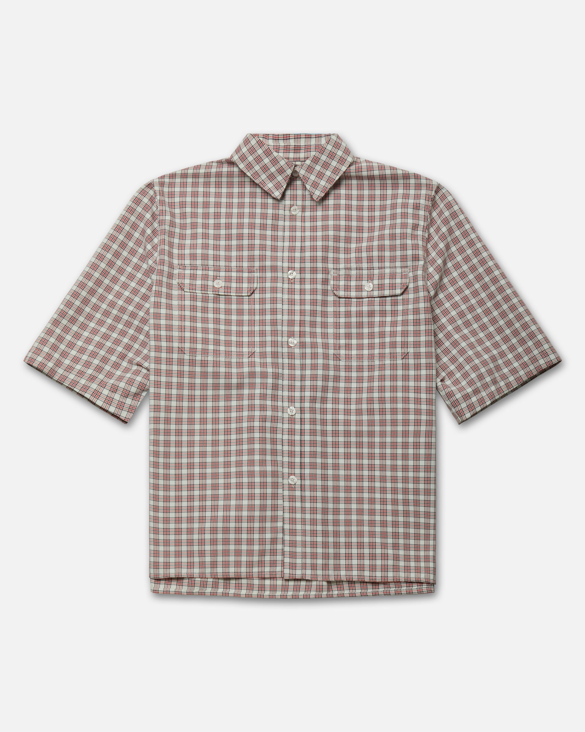 Willy Chavarria Red White Picnic Ss Corcoran Shirt flat front