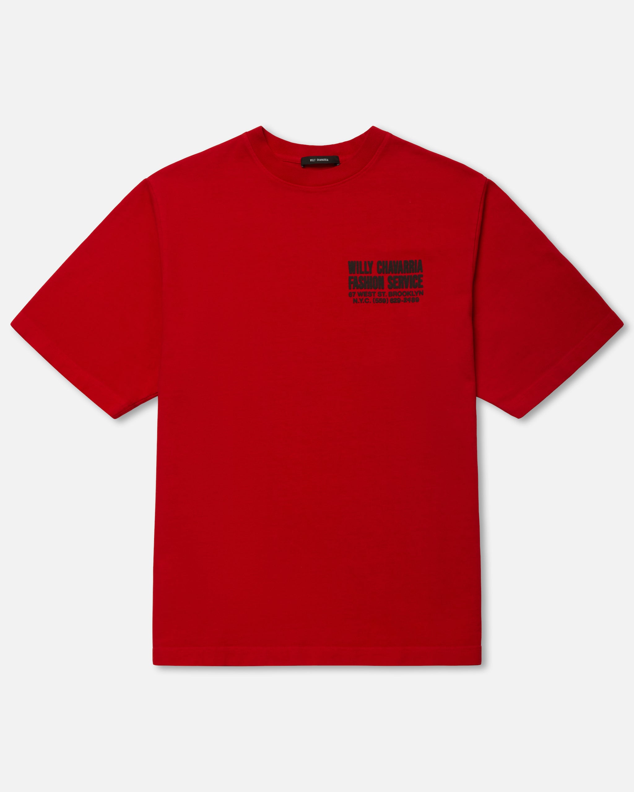 Willy Chavarria Red "Fashion Services" - Standard Tee Flat Front