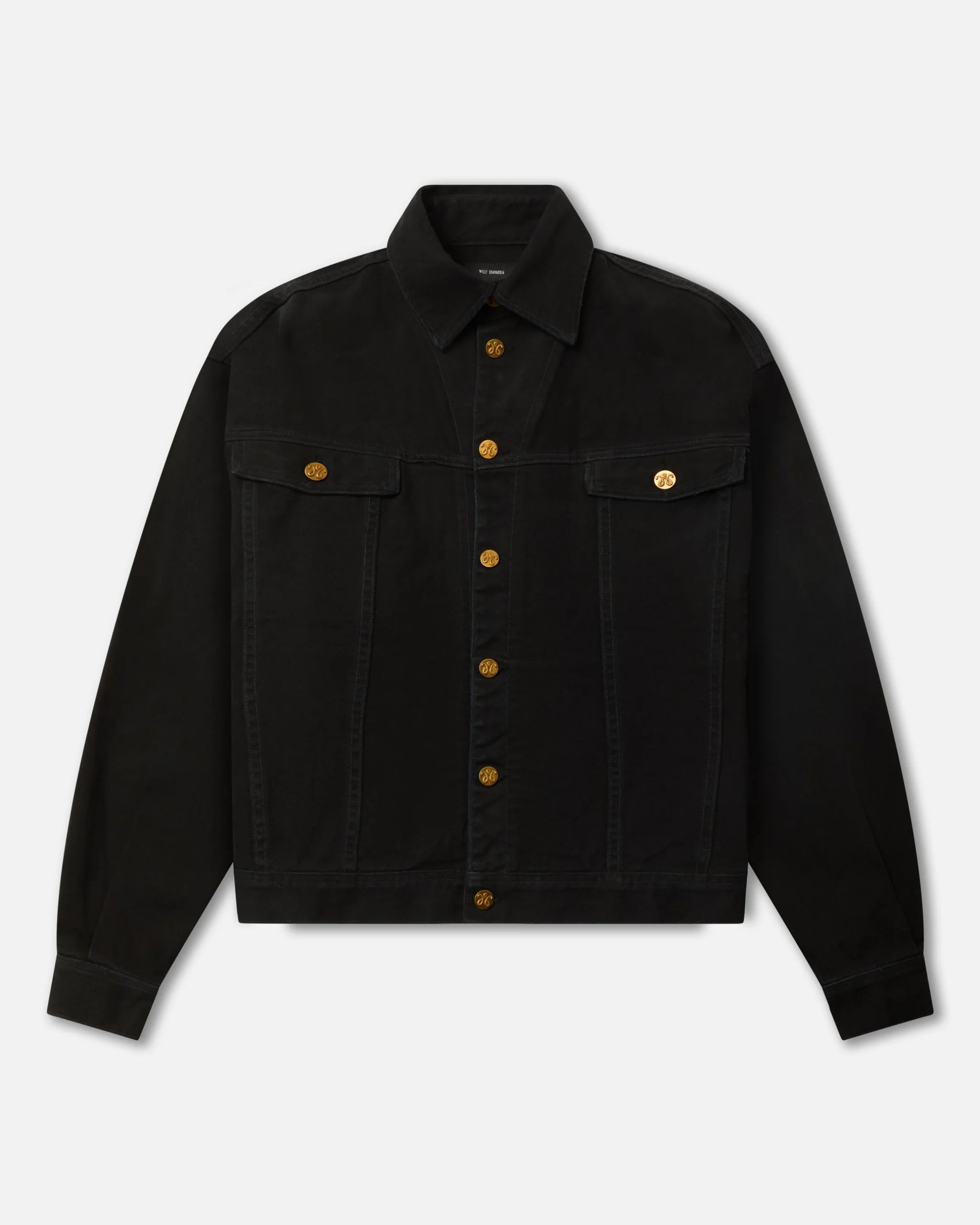 Willy Chavarria Black Beauty Chachi Denim Trucker flat front