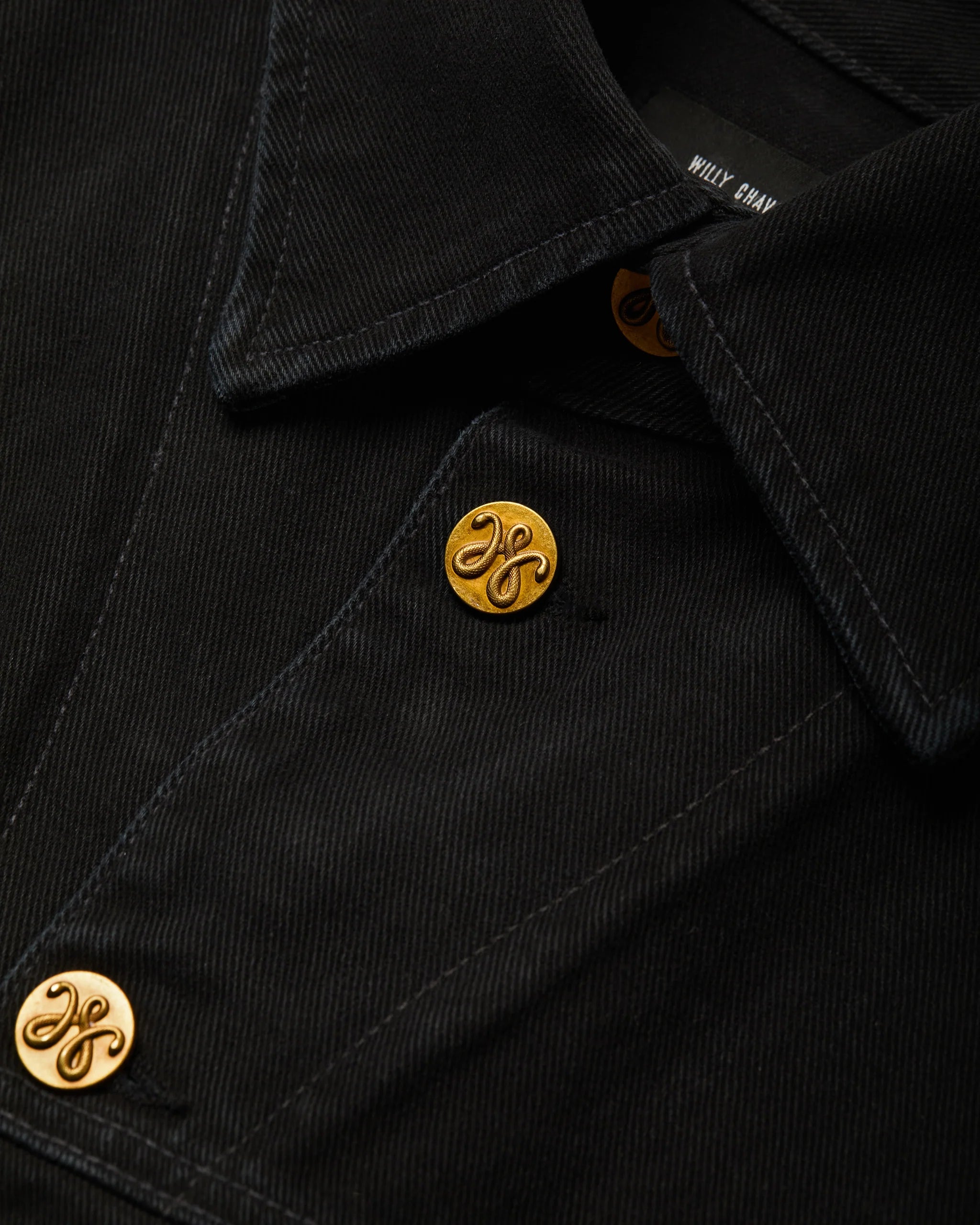 Willy Chavarria Black Beauty Chachi Denim Trucker detail