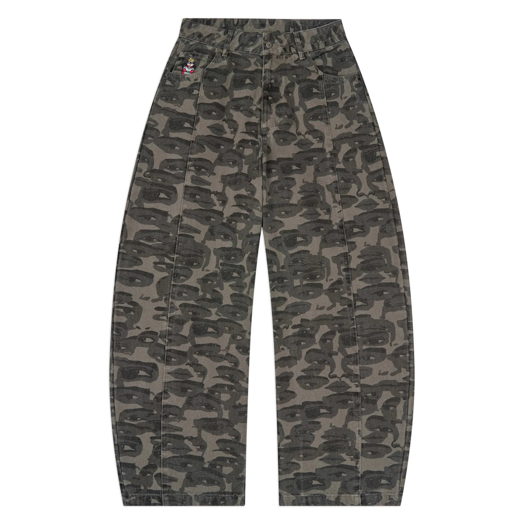 KidSuper Face Camo Wide Leg Jean flat front