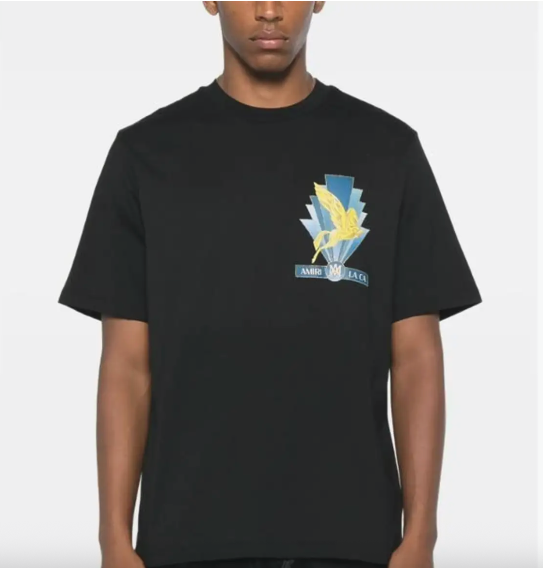 Amiri t-shirt med Pegasus emblem på ryggen