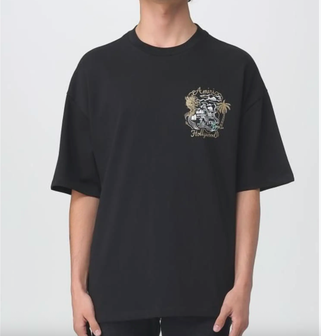 Amiri t-shirt med hollywood emblem på ryggen