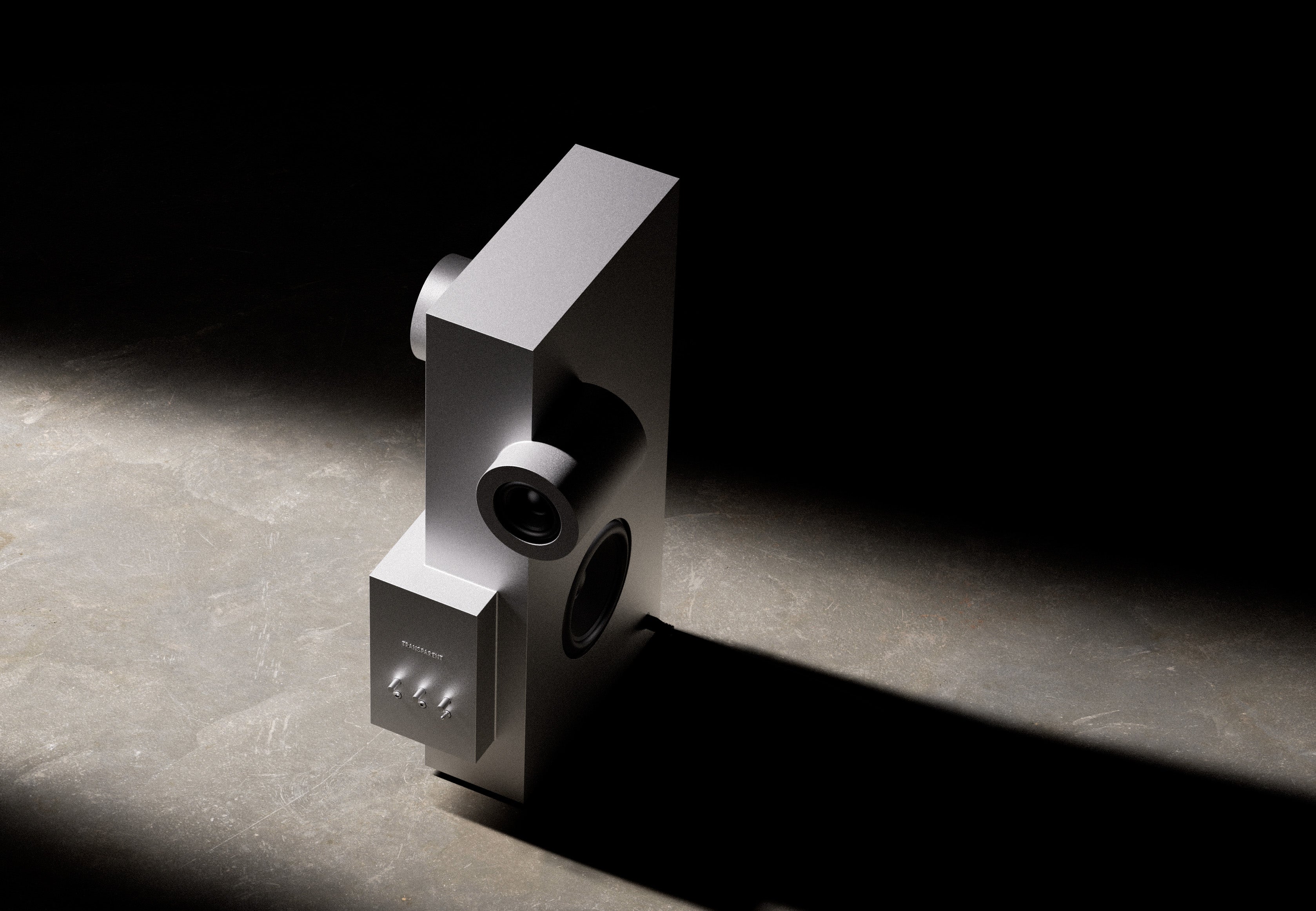 Transparent Silver Brutalist Speaker