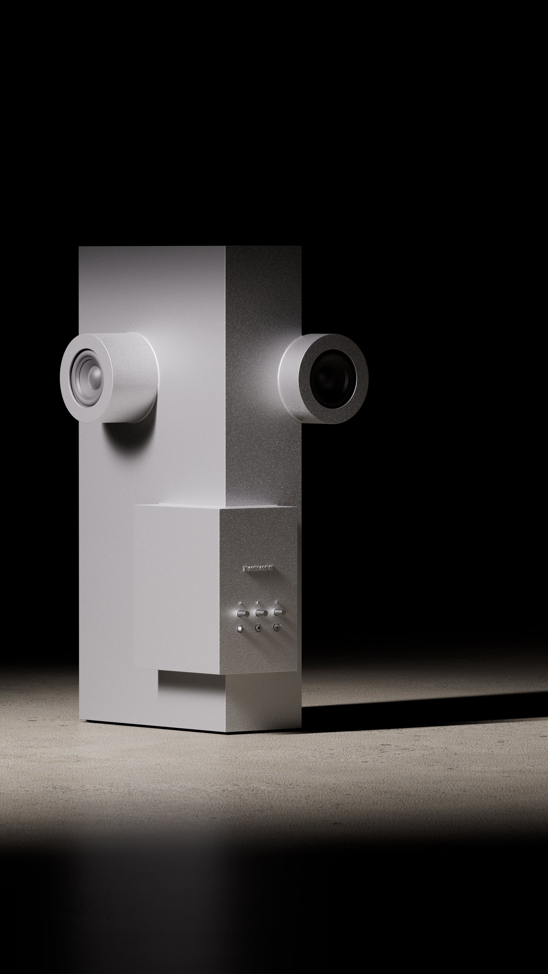 Transparent Silver Brutalist Speaker