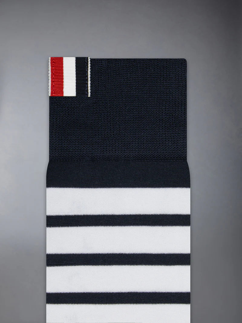 Mid Calf Socks W/ 4Bar In Lightweight Cotton