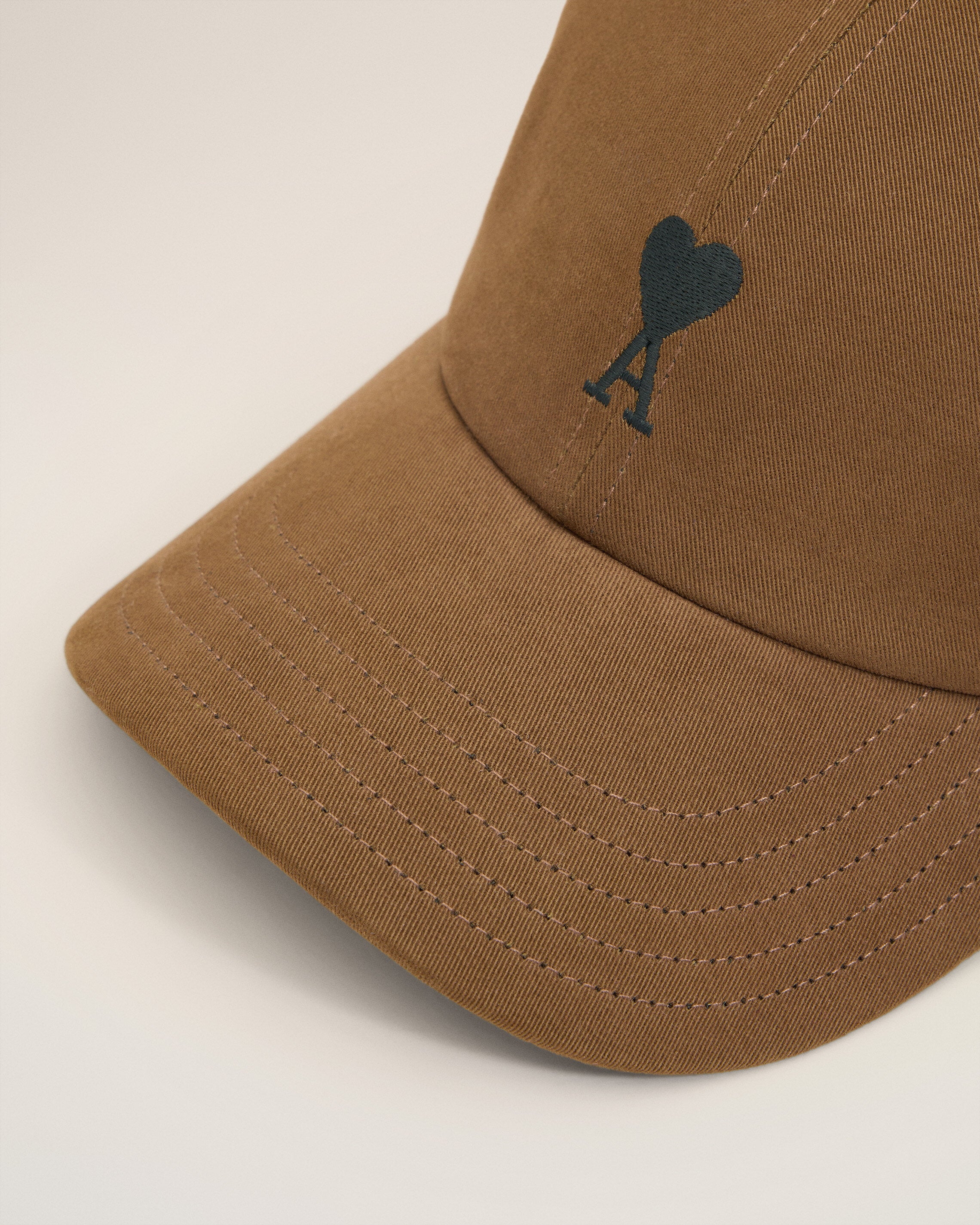 Brown Cotton Black Ami De Coeur Embroidery Cap