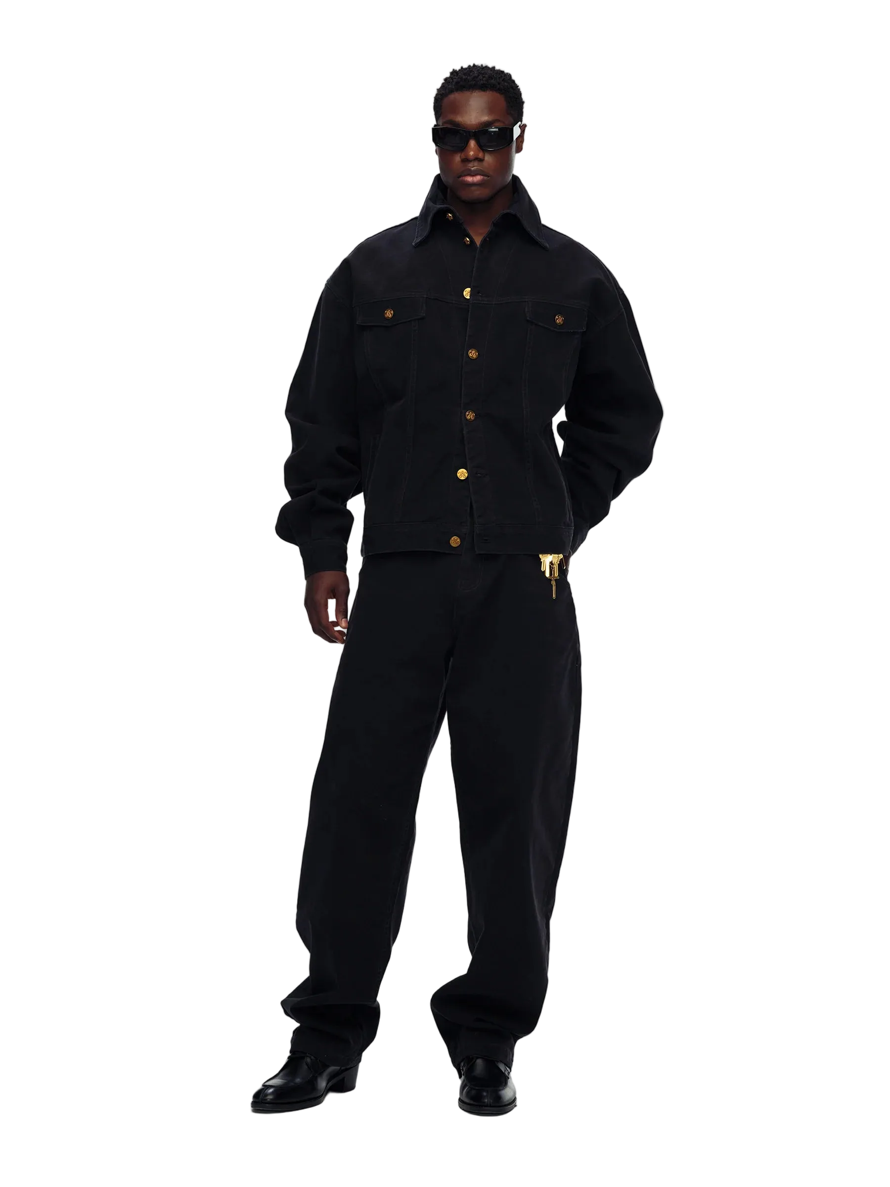 Willy Chavarria Black Beauty Chachi Denim Trucker model front
