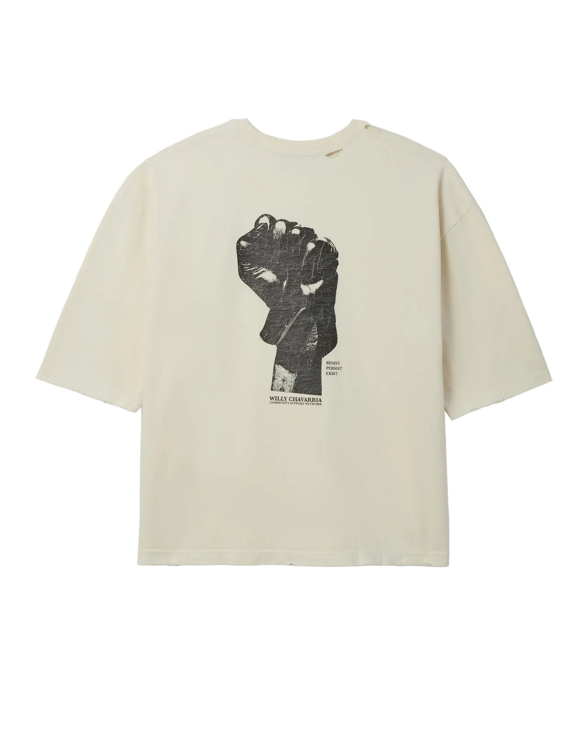 Willy Chavarria Beige Resist,Persist,Exist Buffalo Tee