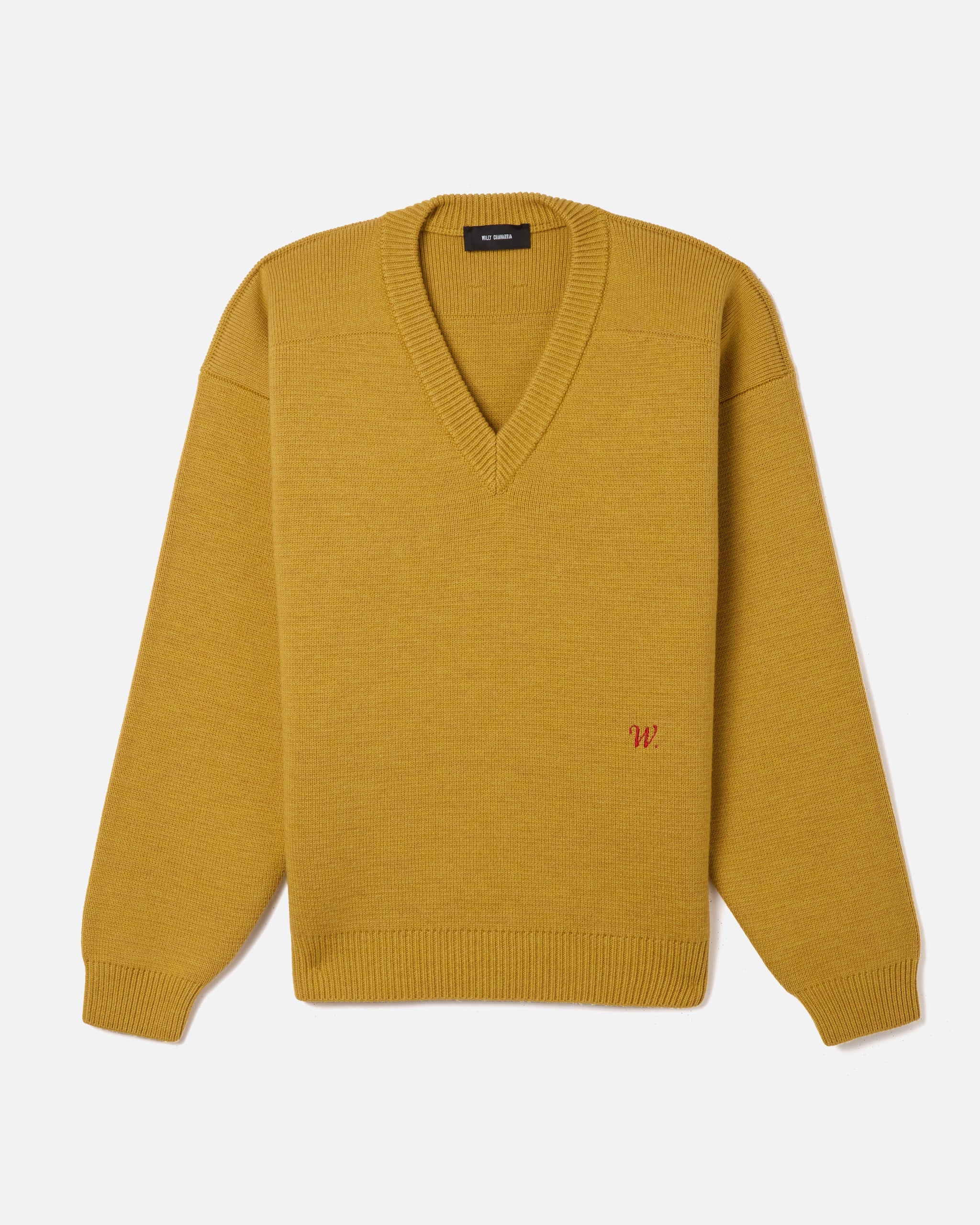 Willy Chavarria Yellow V-Neck Sweater