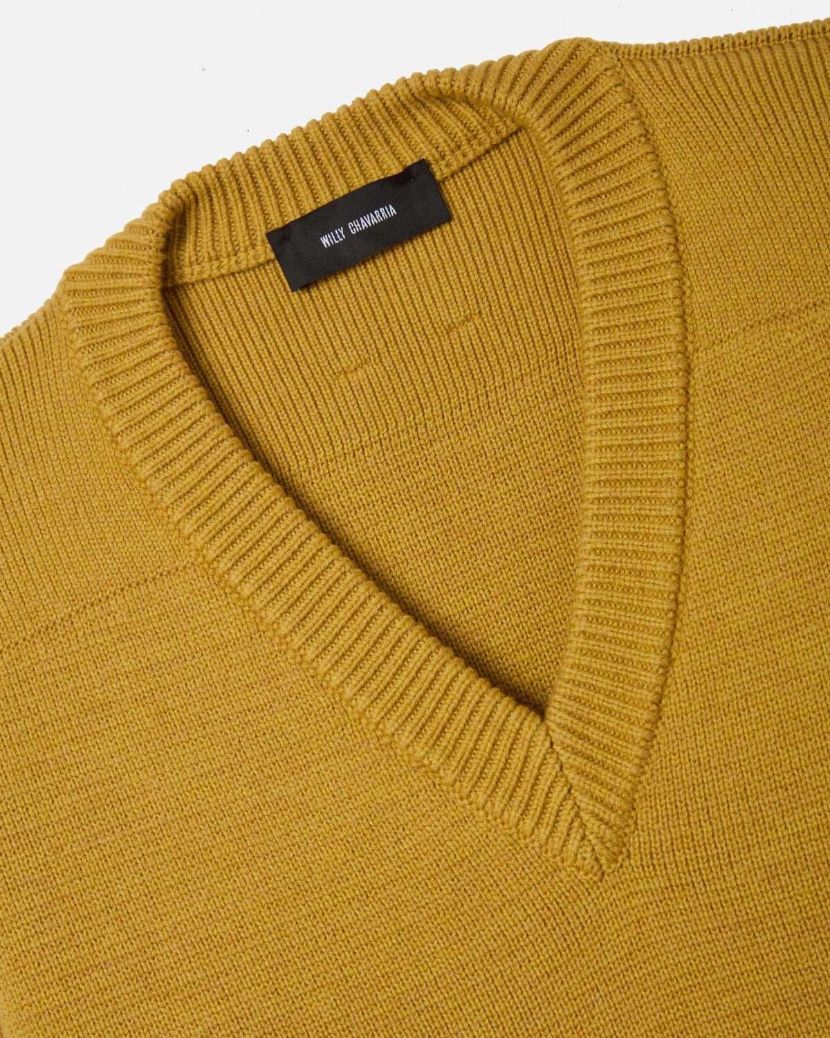 Willy Chavarria Gelber V-Ausschnitt-Pullover