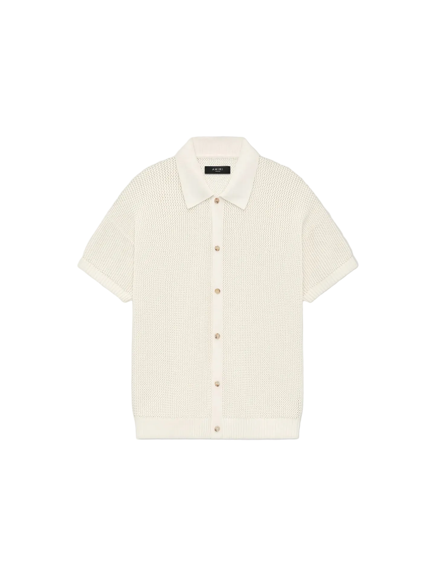 Amiri Crochet Ivory Mesh Shirt flat front