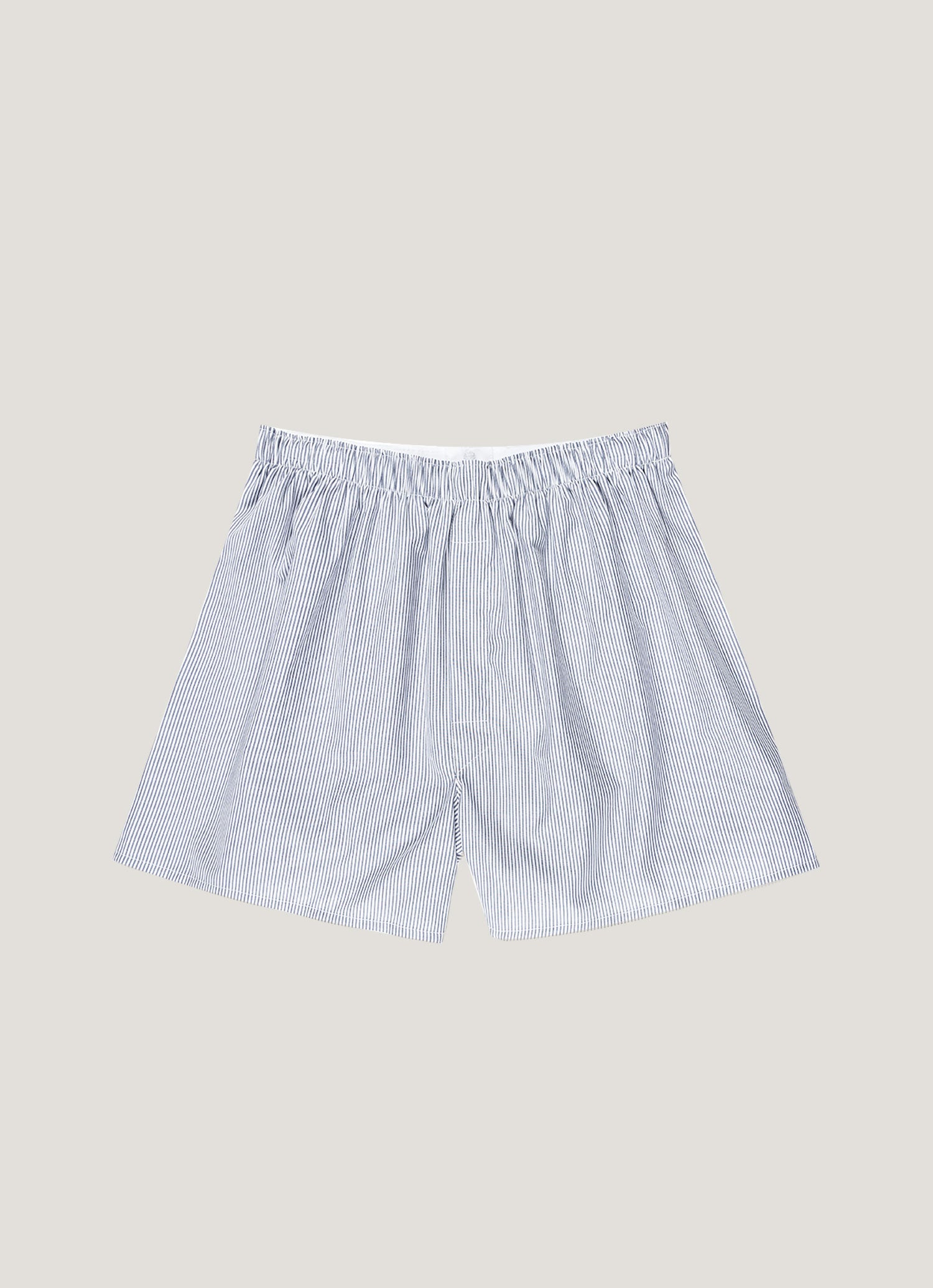Sunspel navy and white stripe cotton boxer