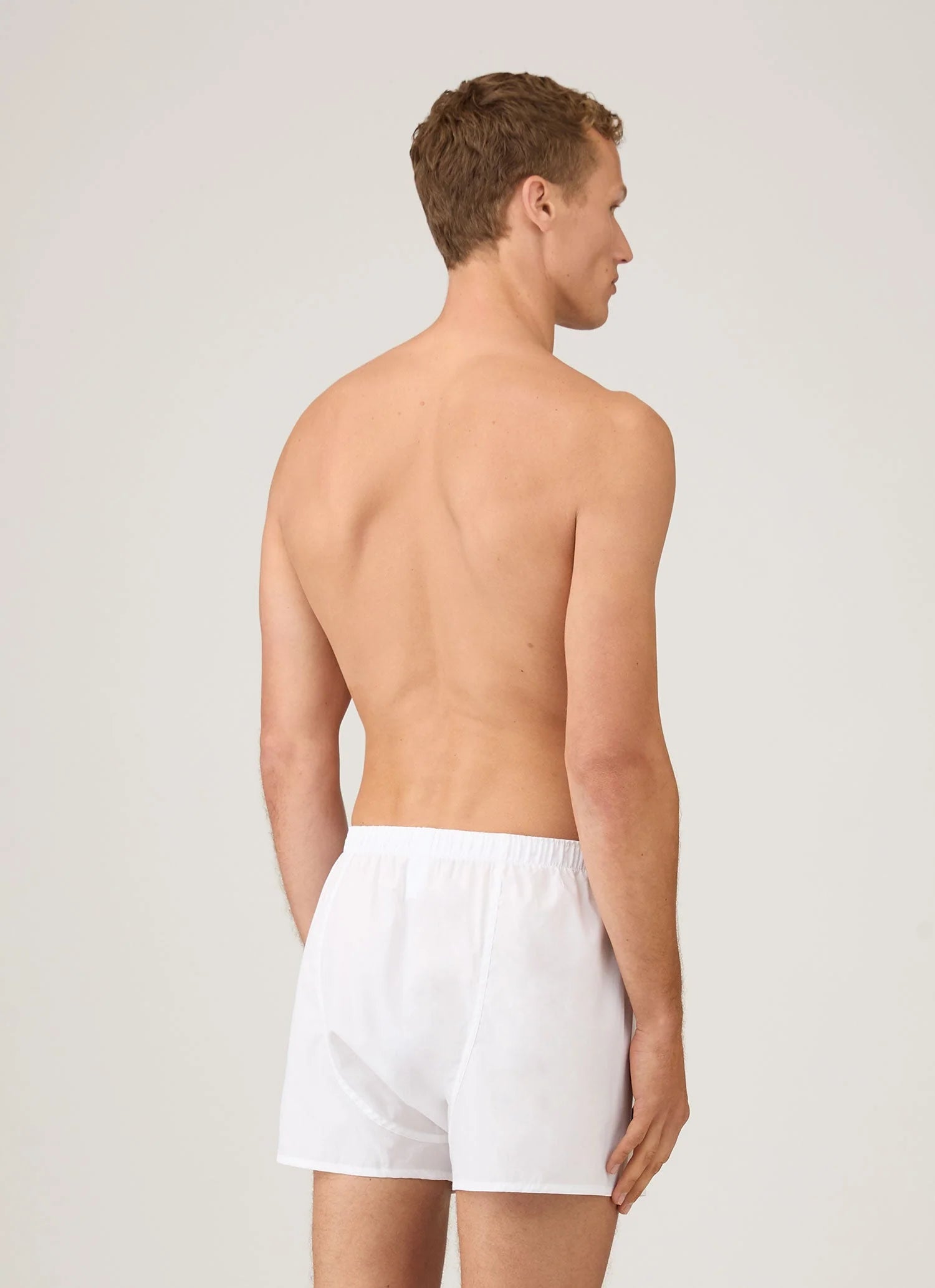 Sunspel white cotton boxer model back
