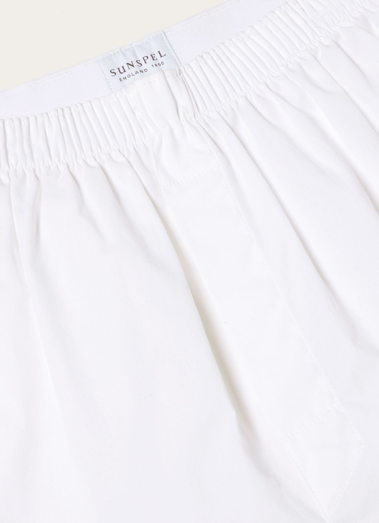Sunspel white cotton boxer close up