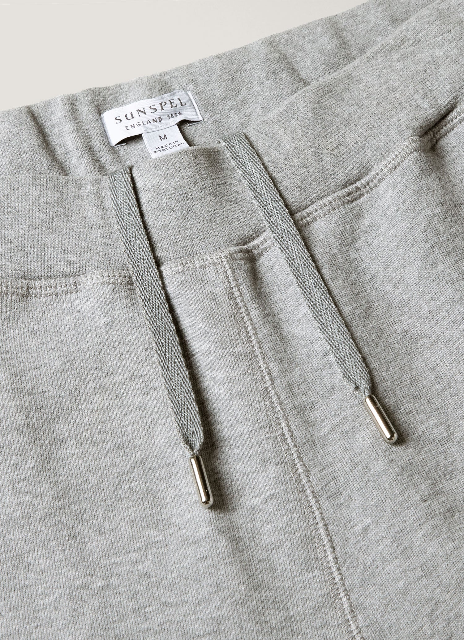 Sunspel loopback sweat shorts in grey front close up