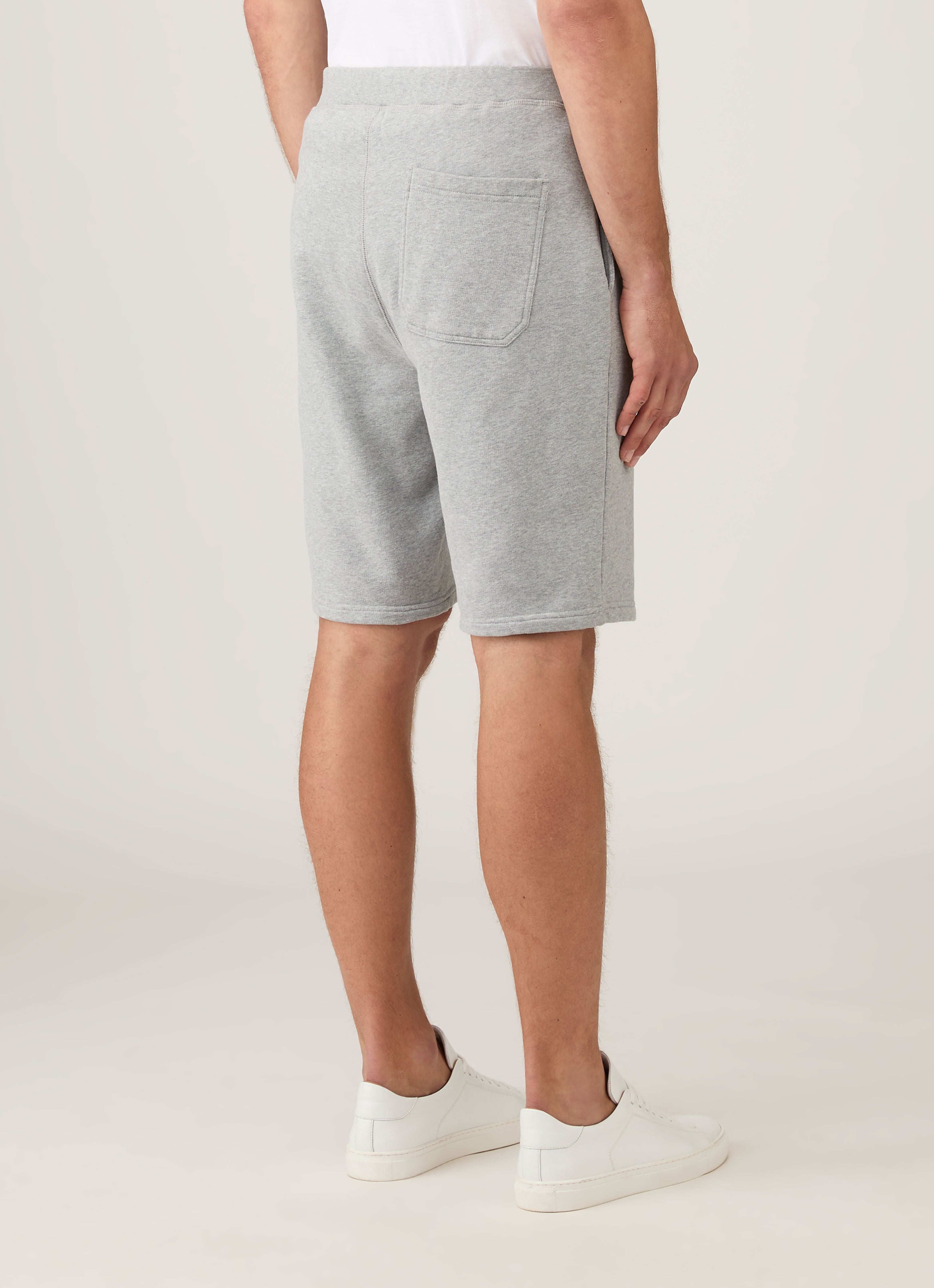 Sunspel loopback sweat shorts in grey back