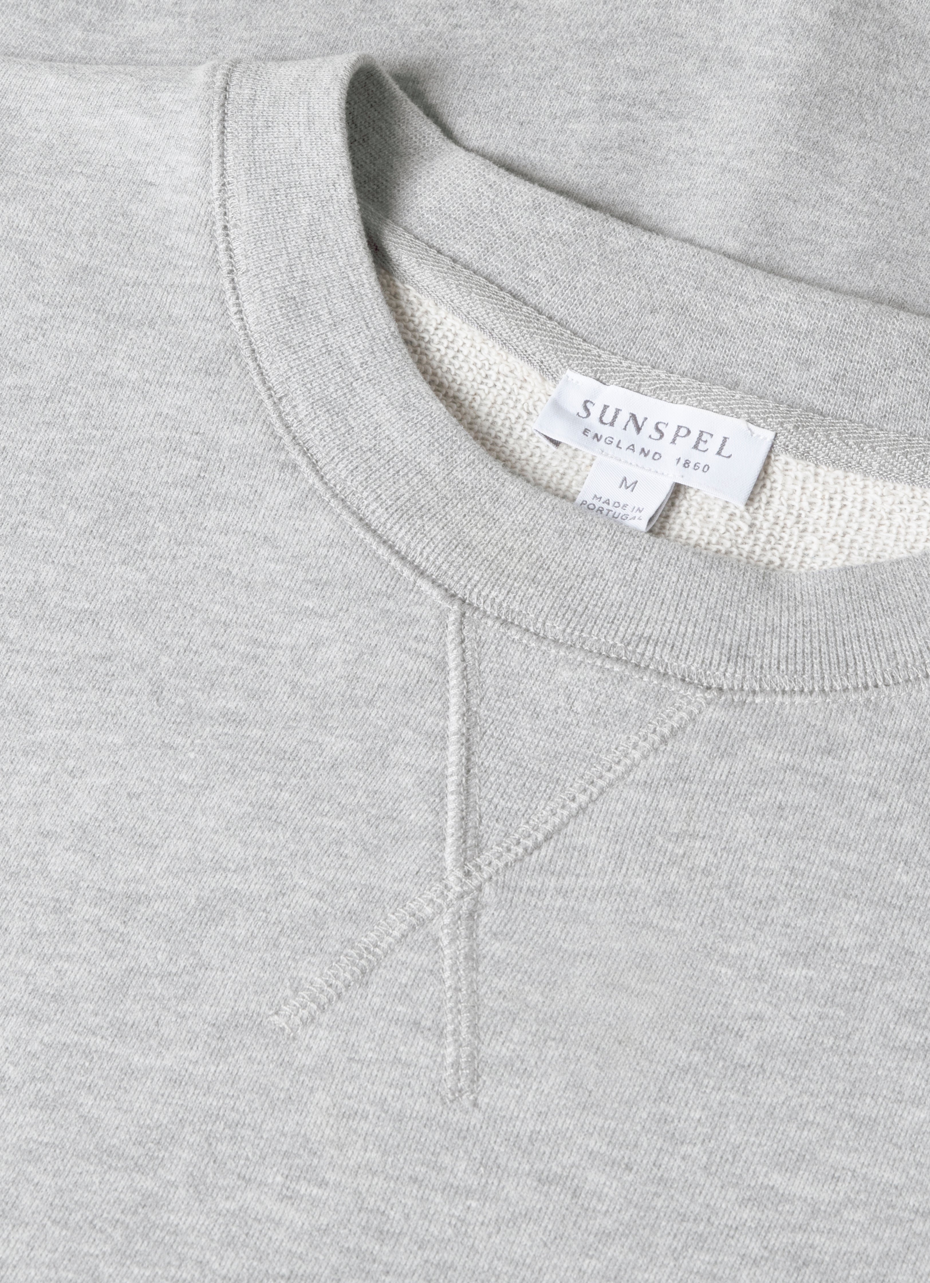 Sunspel loopback sweat shirt in grey front close up