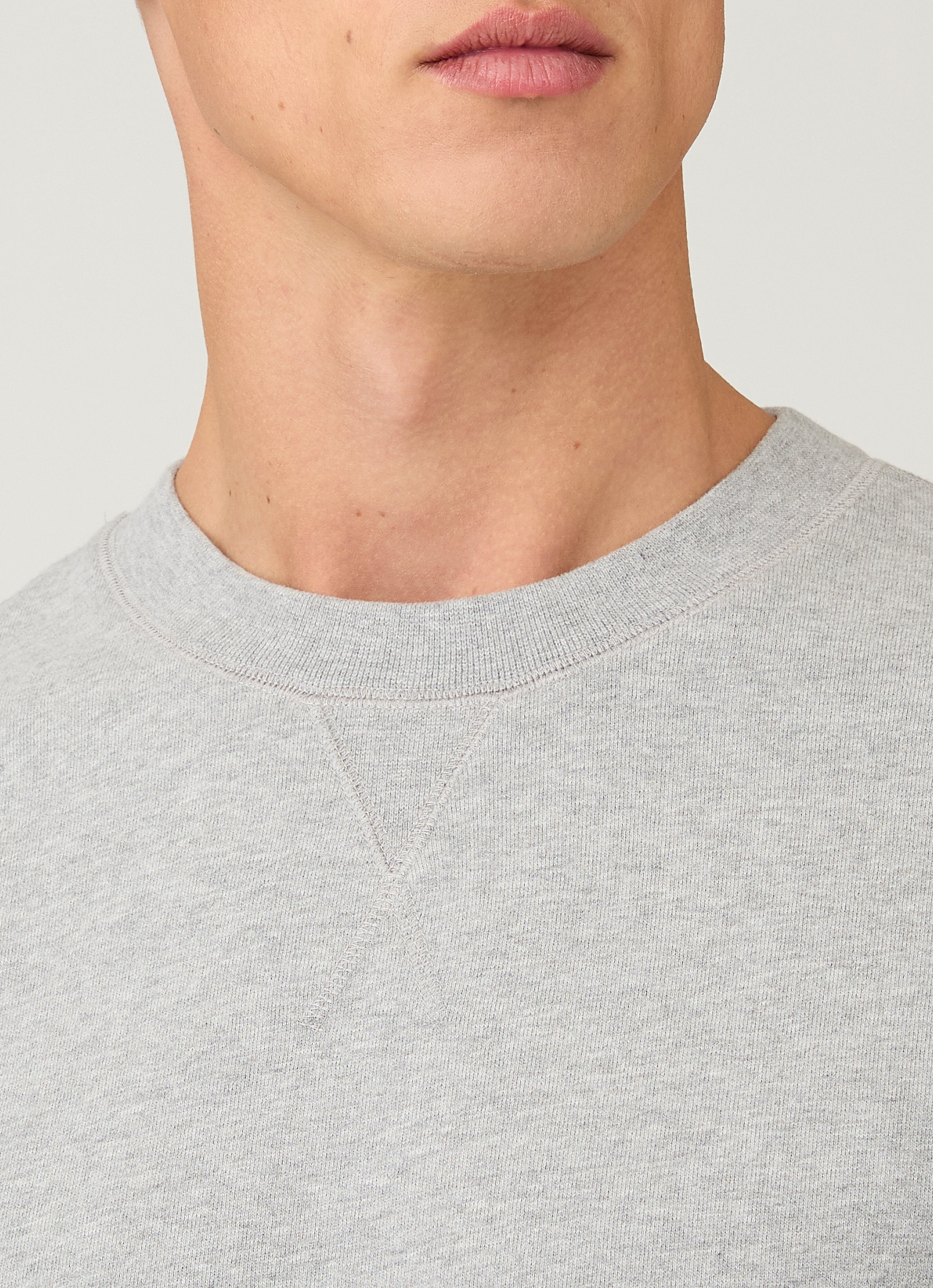 Sunspel loopback sweat shirt in grey front close up