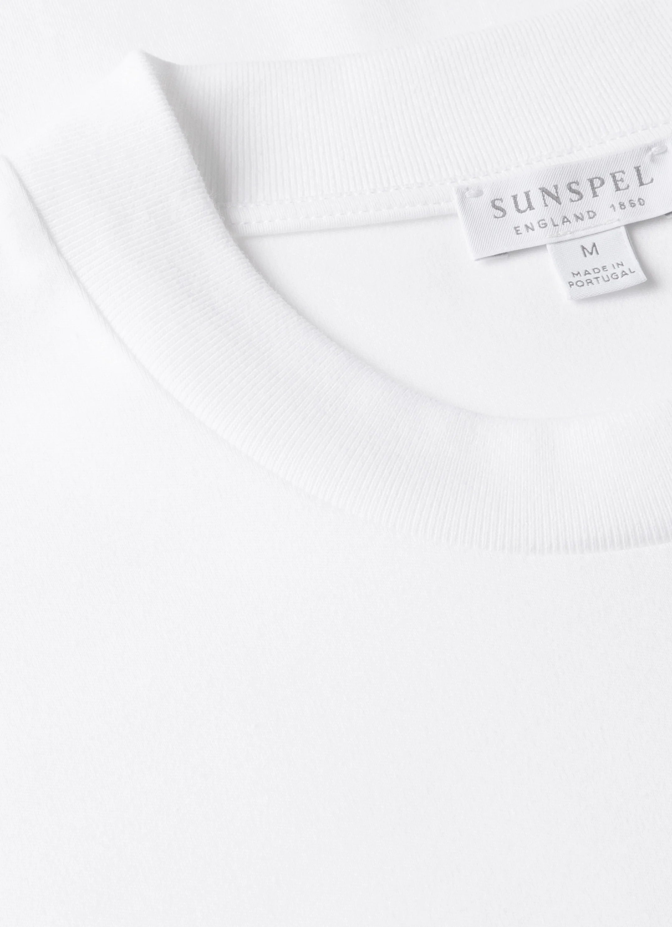 Sunspel Heavy Weight White T Shirt flat detail