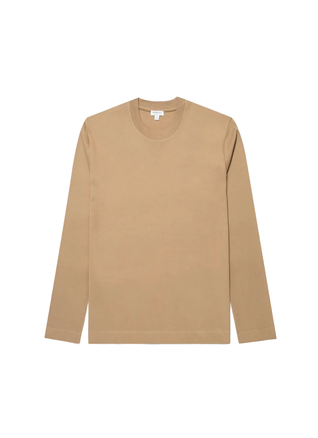 Sunspel Heavy Weight Dk Beige LS Tee front