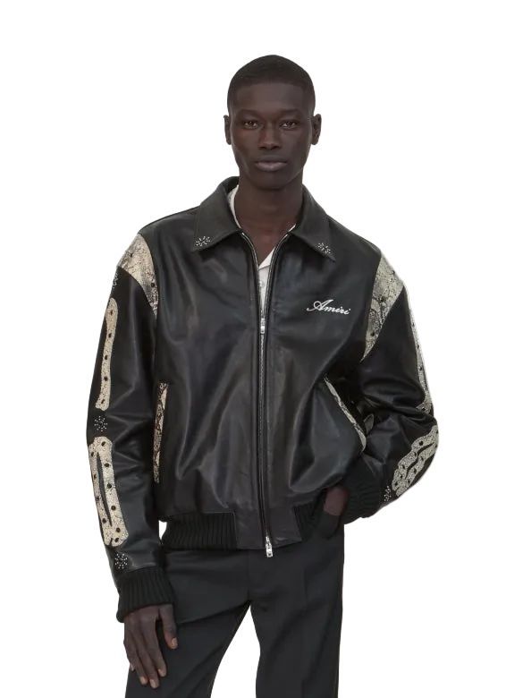 Amiri Bones Studded Black Os Bomber