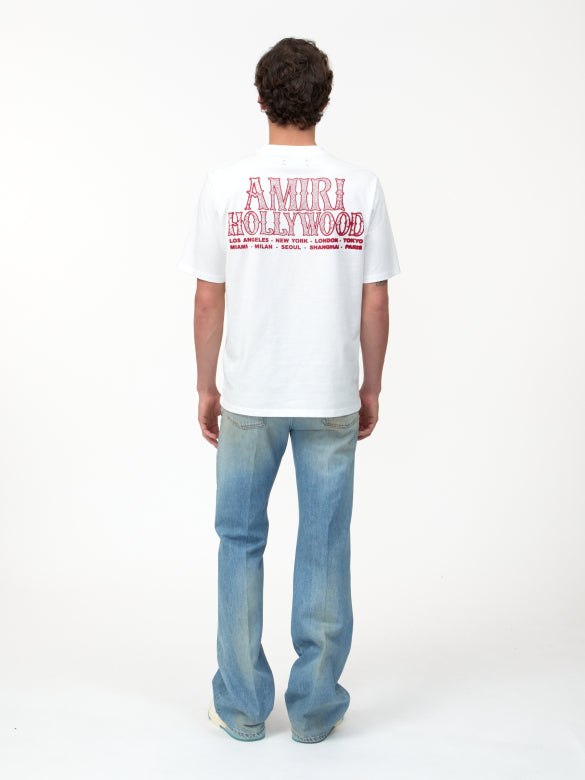 Amiri Hollywood City Ivory Tee model back