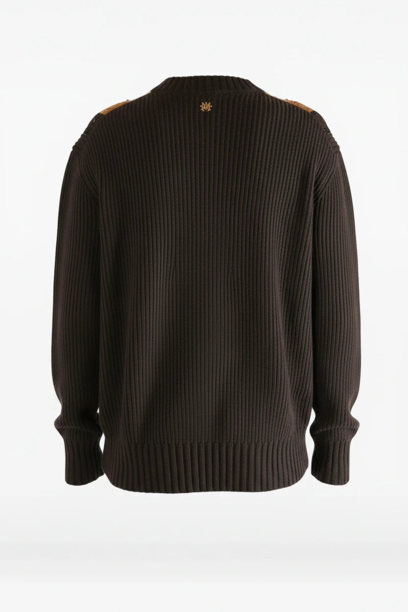 Amiri Embellished Brown Striped Cardigan back