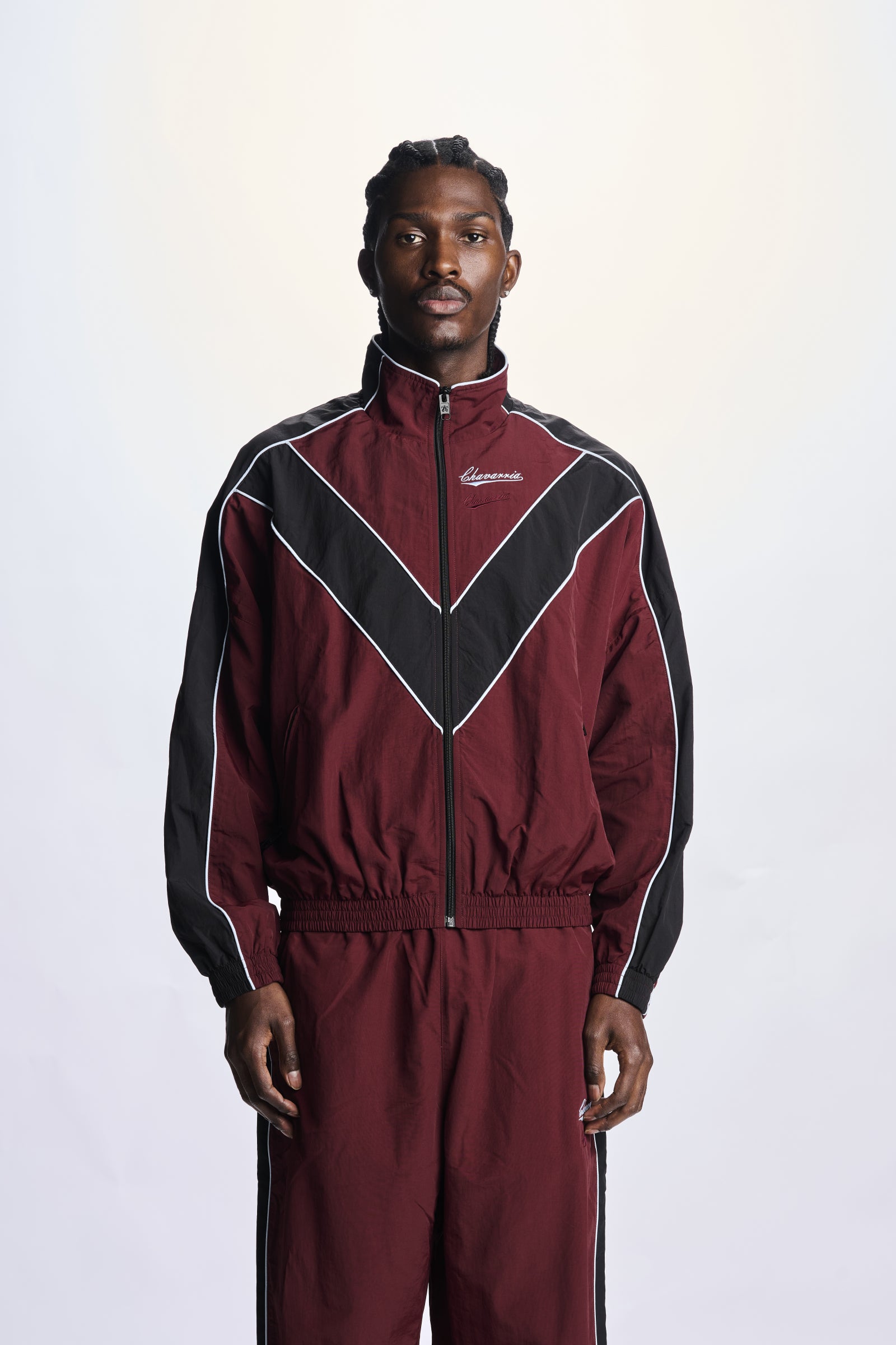 Willy Chavarria Bordeaux Bad Boy Track Jacket