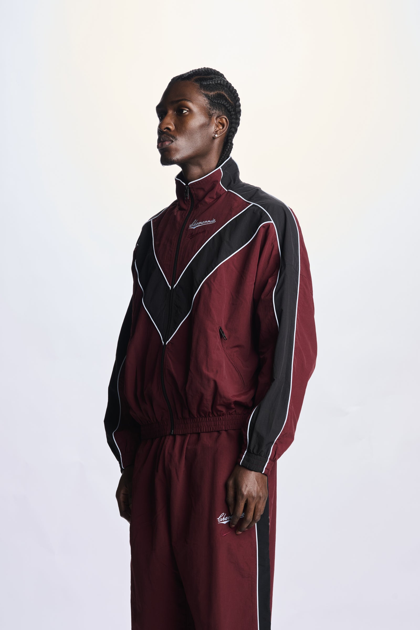Willy Chavarria Bordeaux Bad Boy Track Jacket