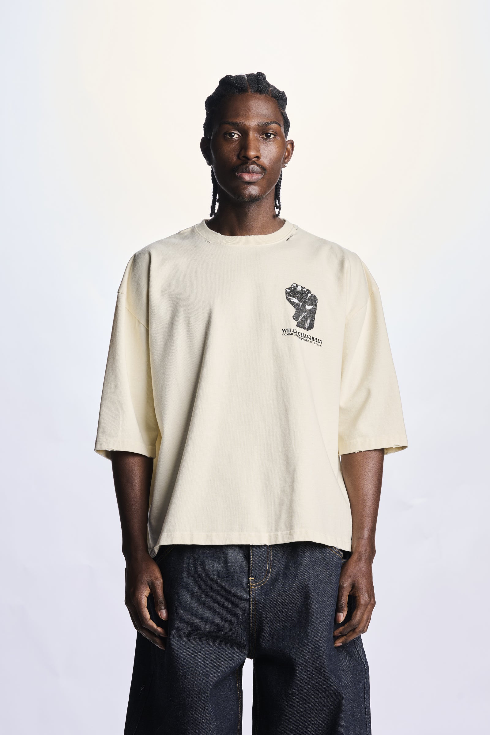 Willy Chavarria Beige Resist,Persist,Exist Buffalo Tee
