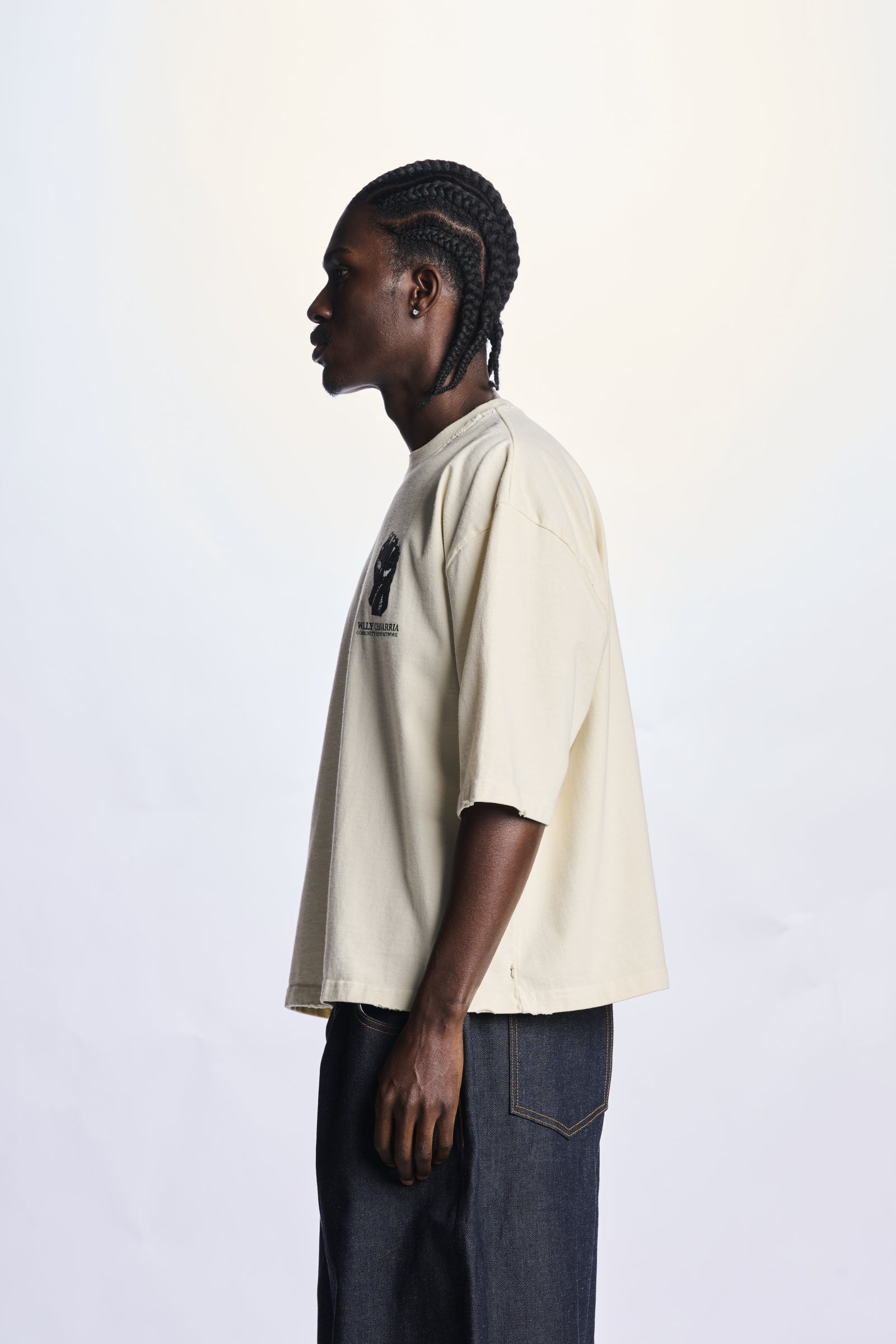 Willy Chavarria Beige Resist,Persist,Exist Buffalo Tee