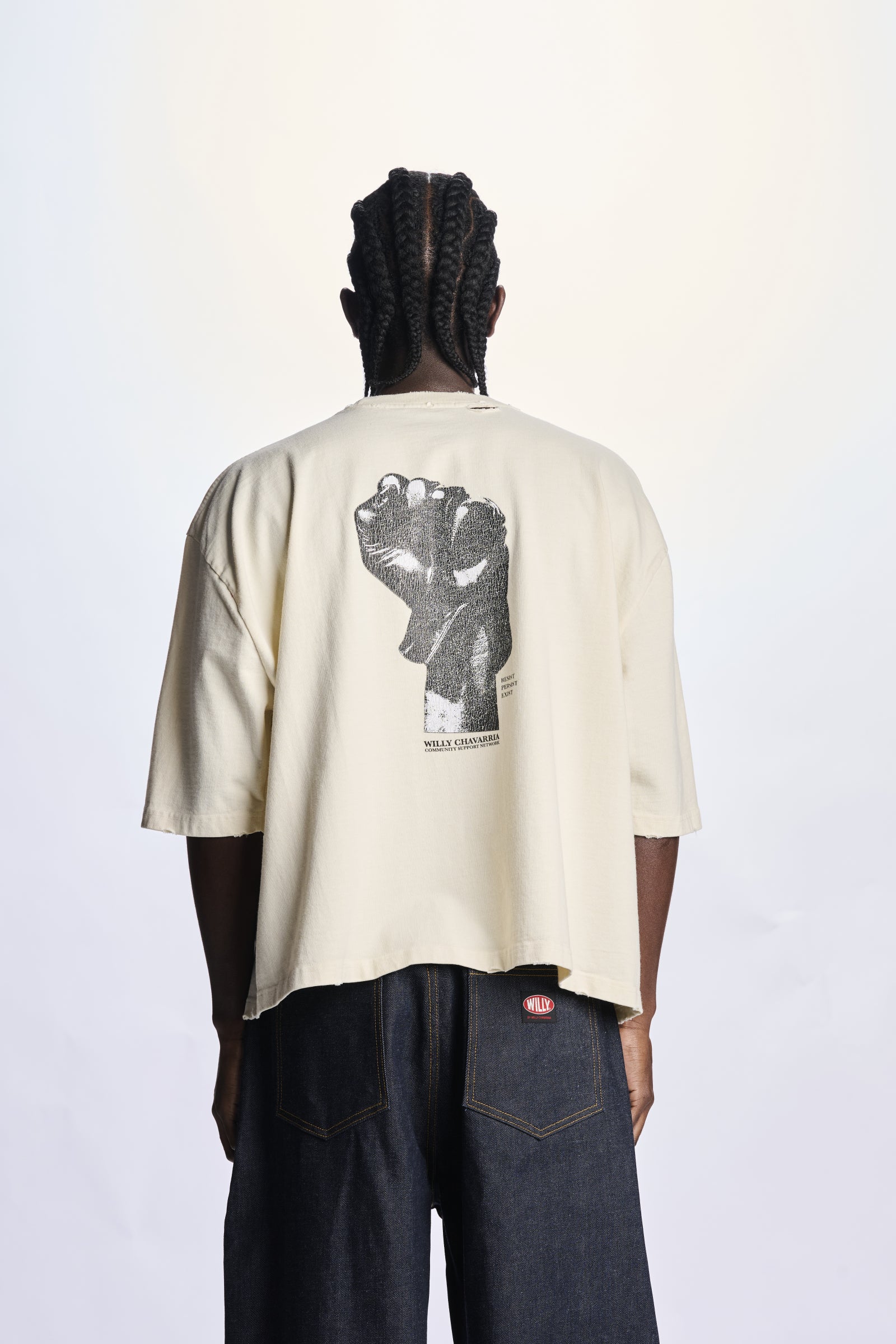 Willy Chavarria Beige Resist,Persist,Exist Buffalo Tee