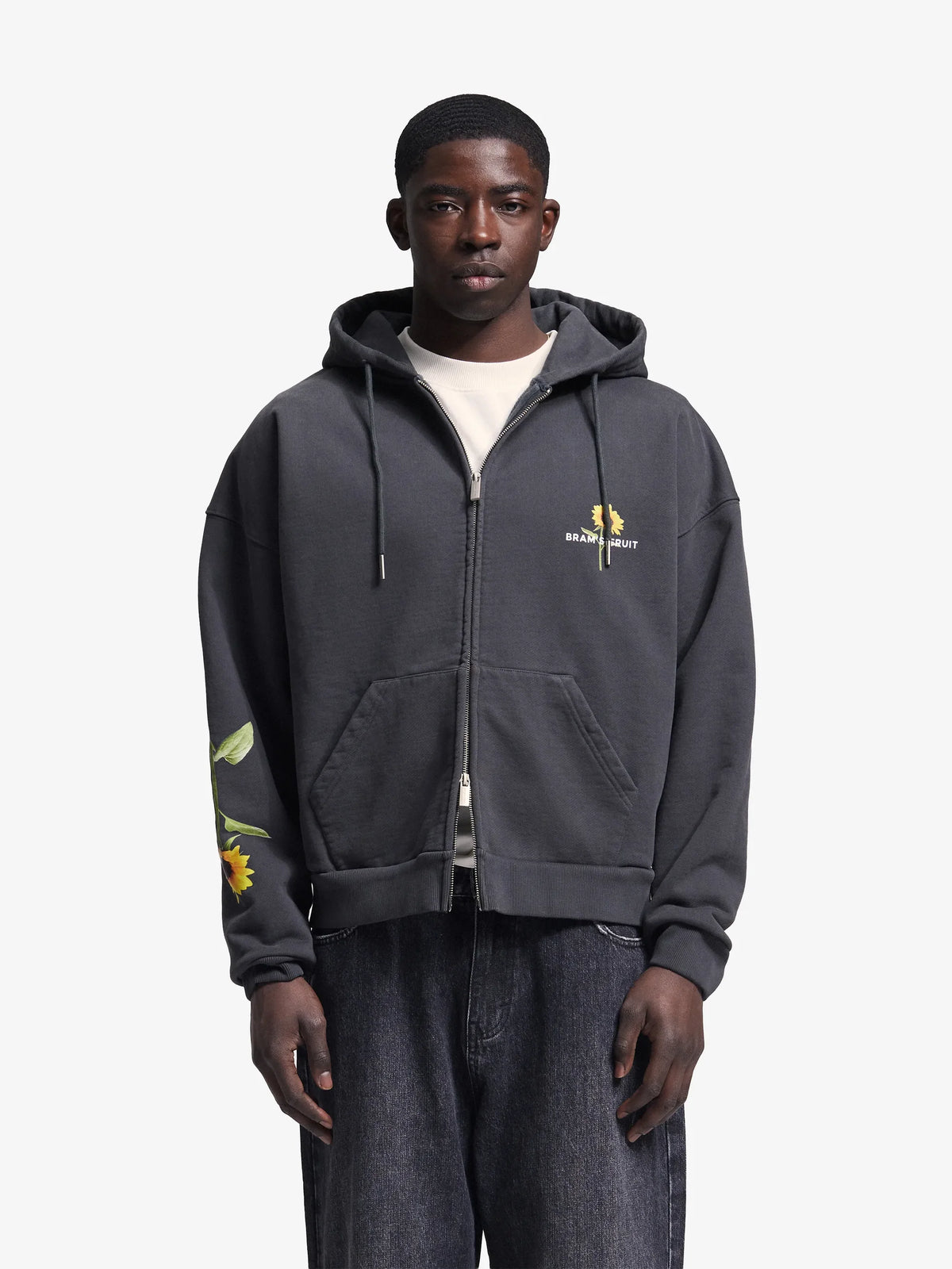 Brams Fruit Black Sunflower Reißverschluss-Hoodie