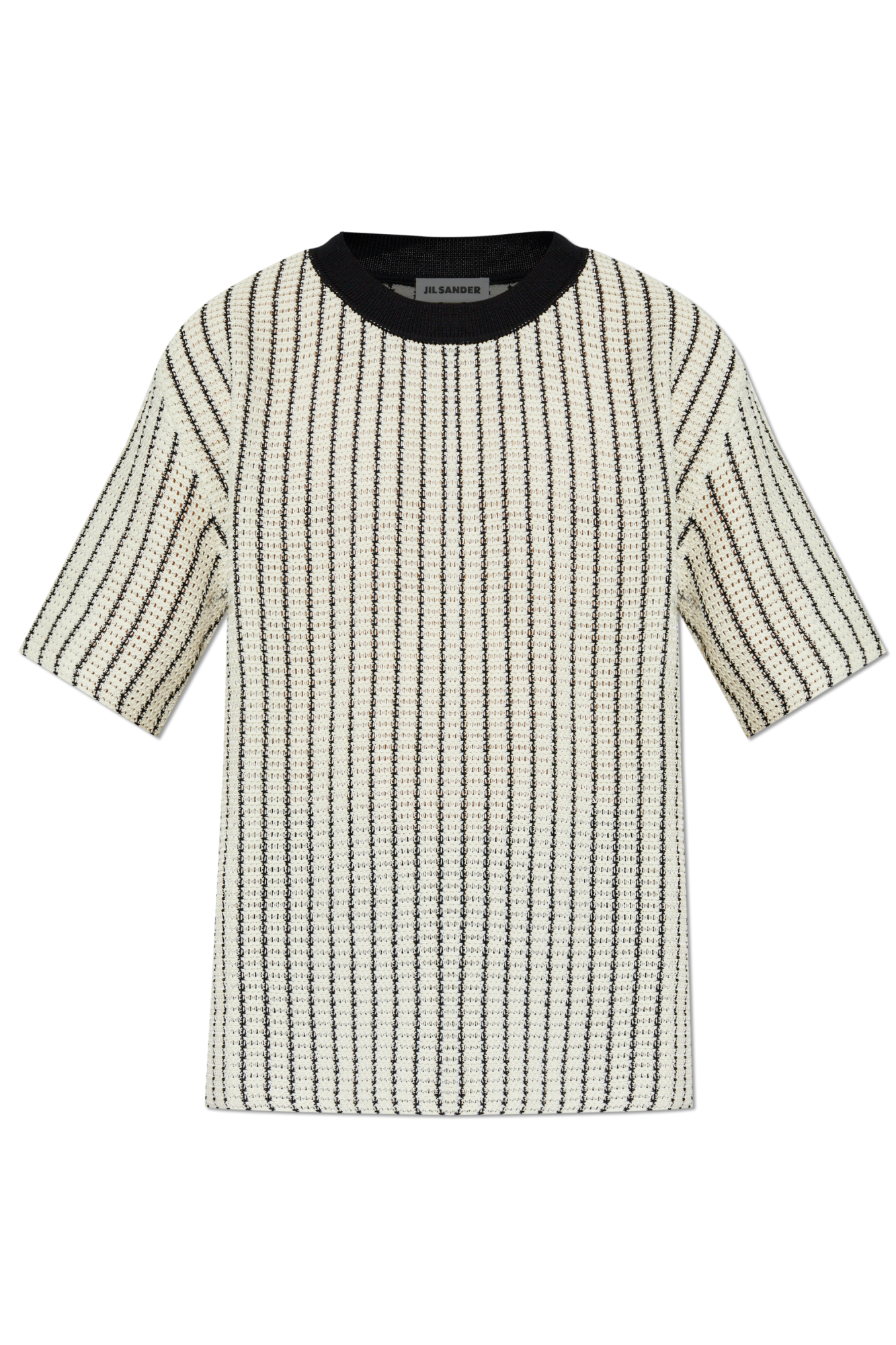 Jil Sander Black Cotton Pointelle T-Shirt