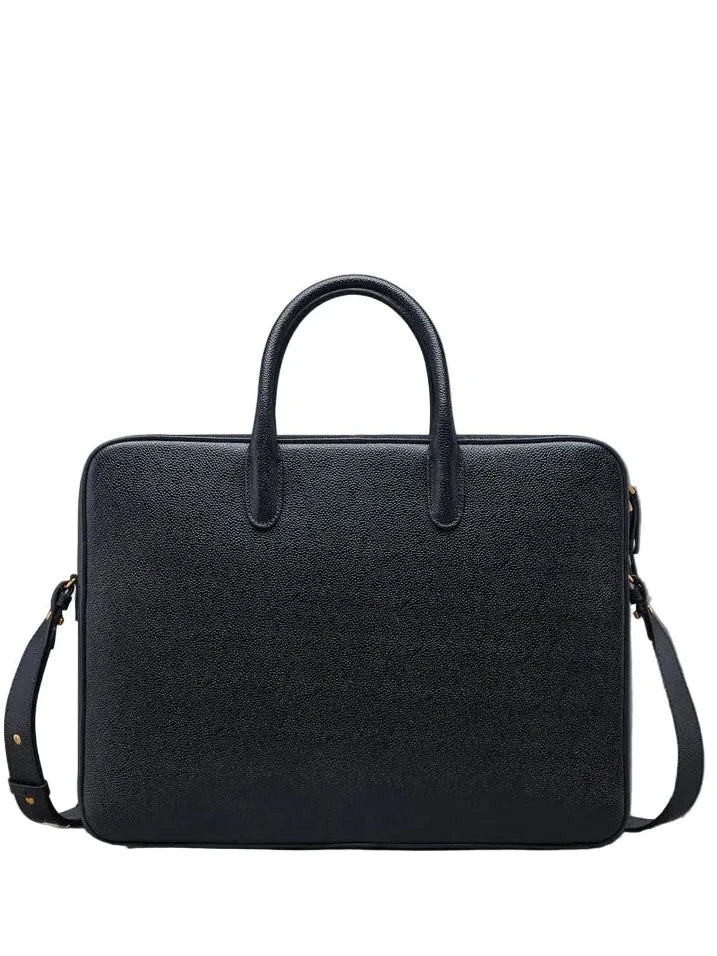 Business Bag W Double Compartment In Pebble Grain Leather