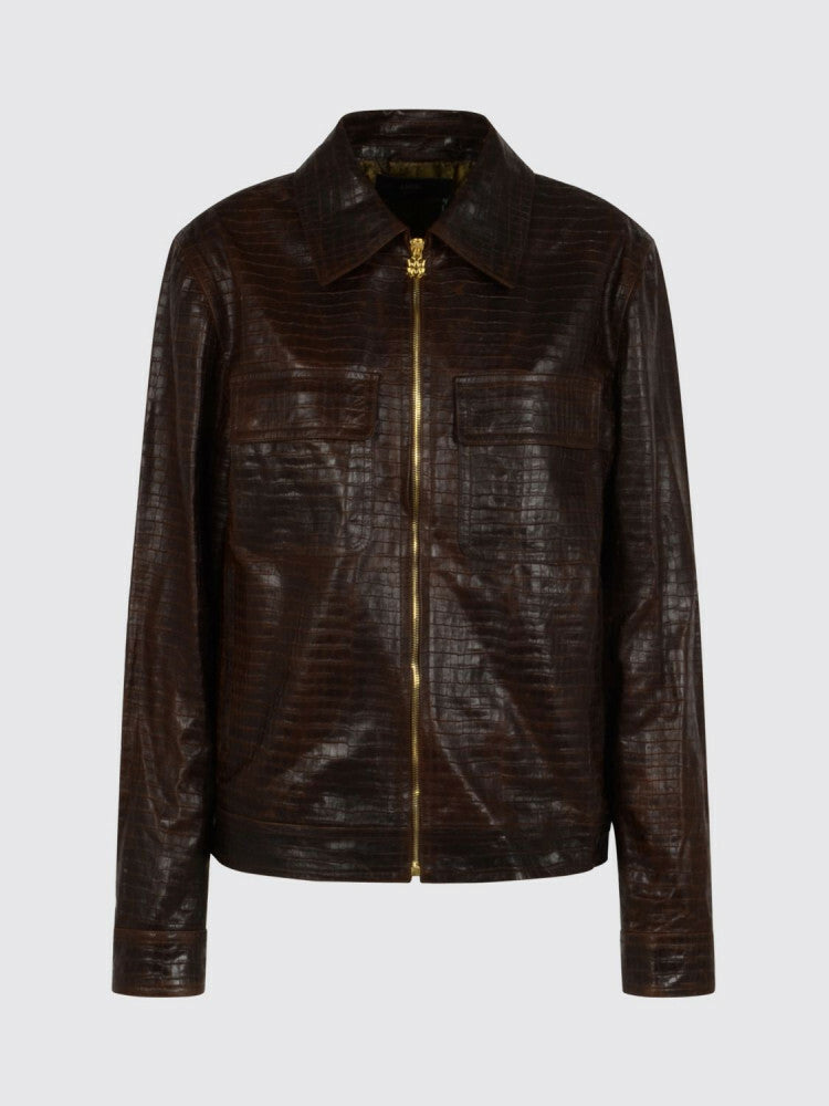 Amiri Croc Embossed Brown Blouson