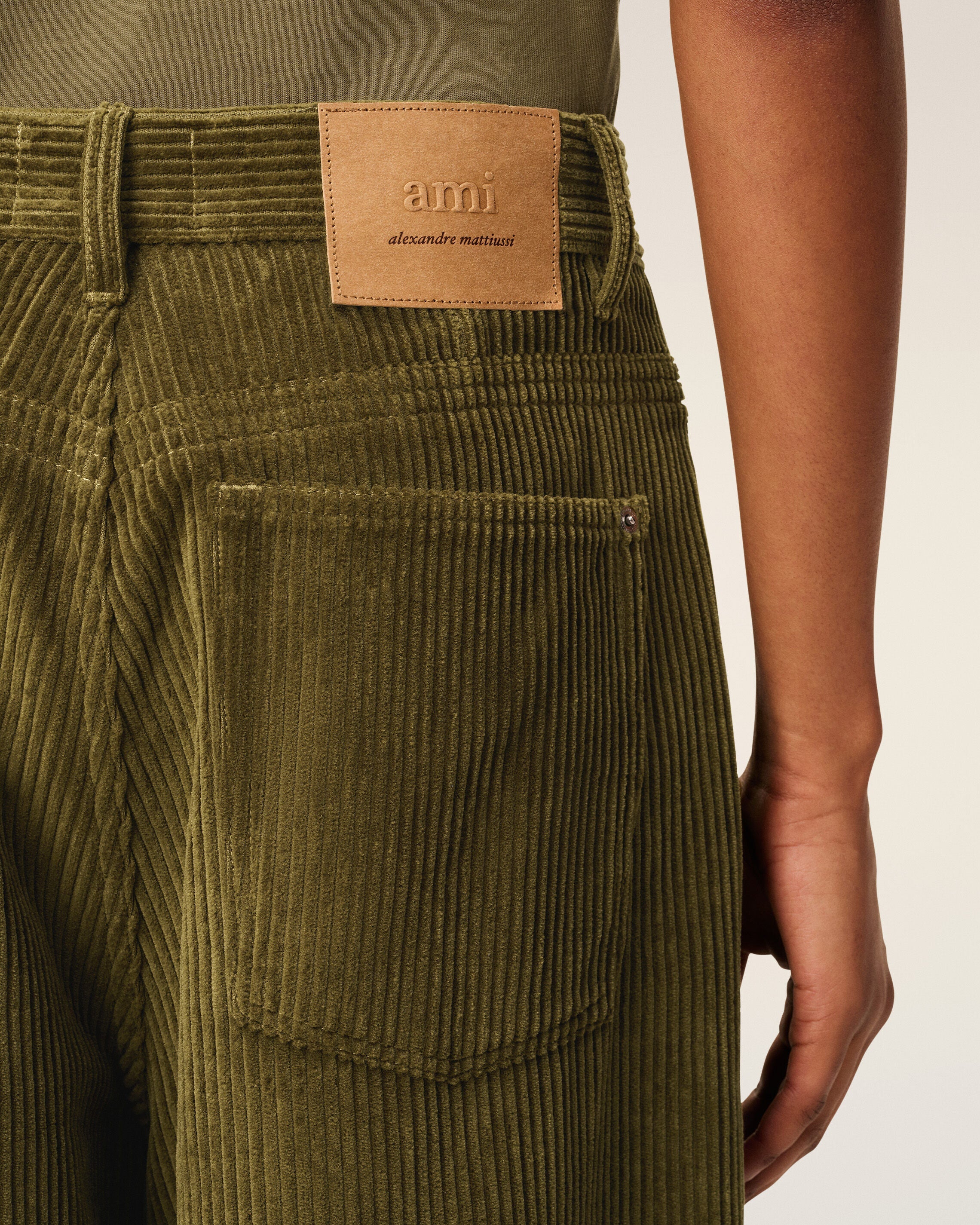Ami Green Large Fit Corduroy Velvet Trousers
