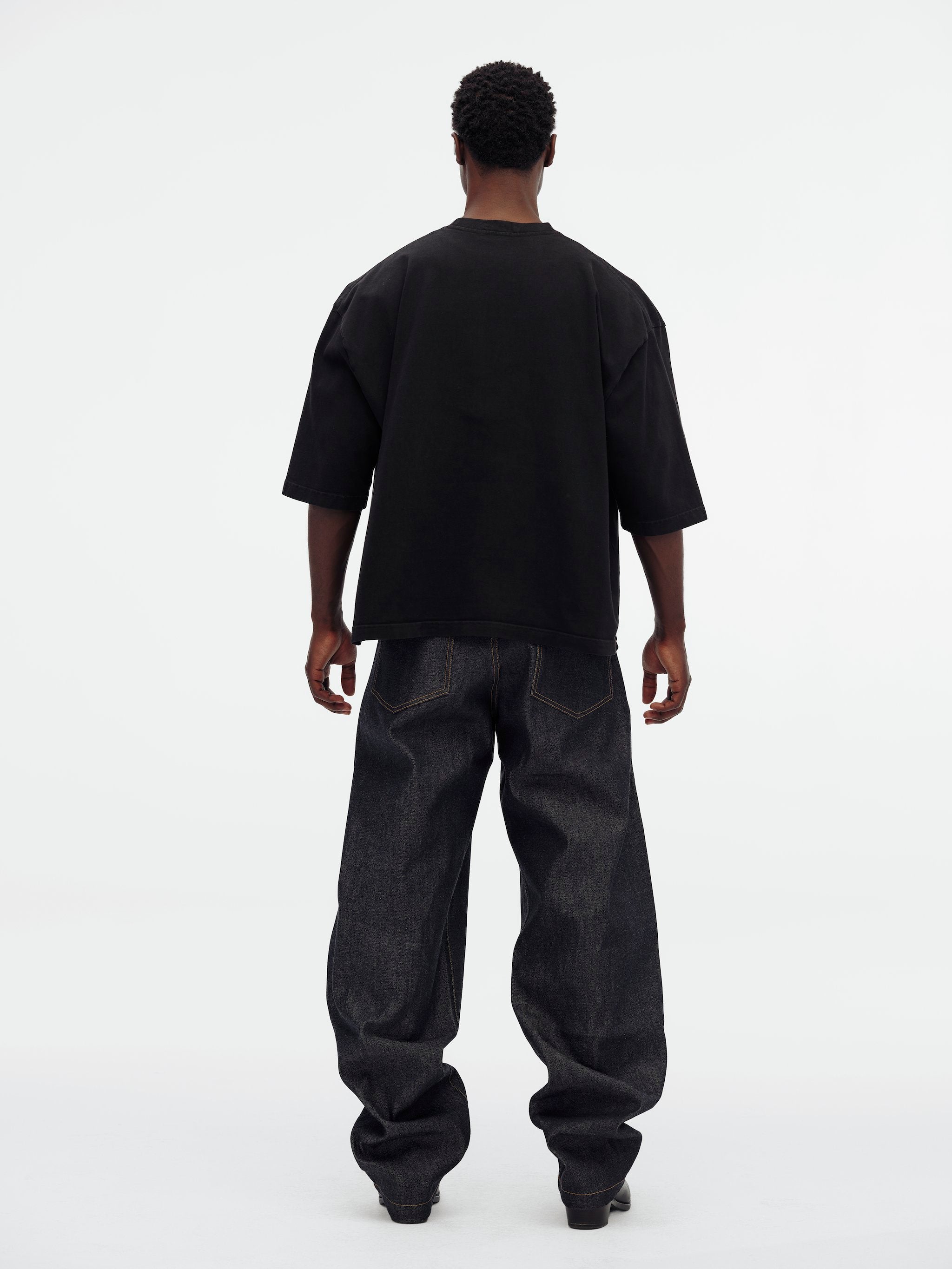 Willy Chavarria Black Community Center - Buffalo Tee Model Back