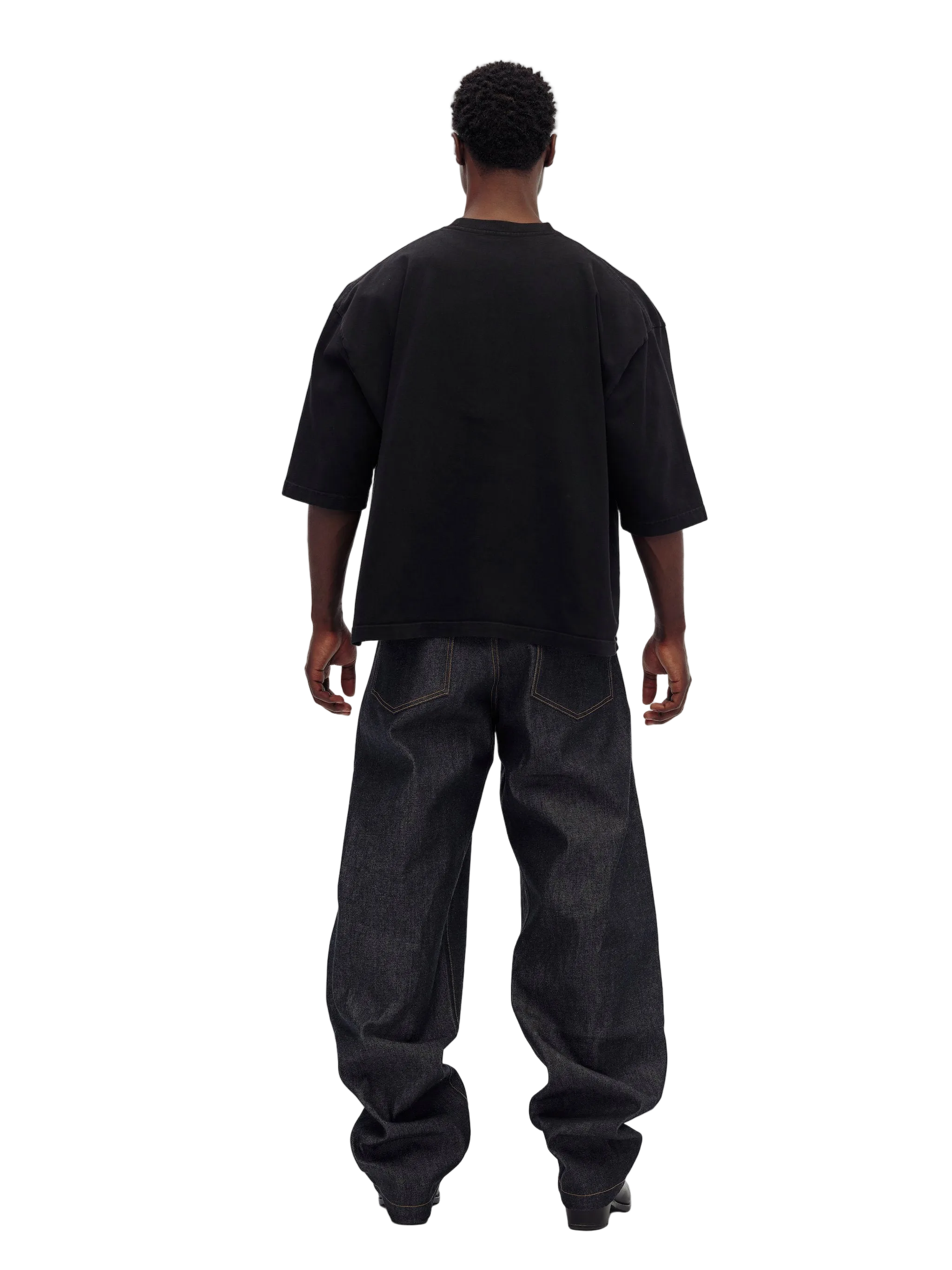 Willy Chavarria Black Community Center - Buffalo Tee Model Back