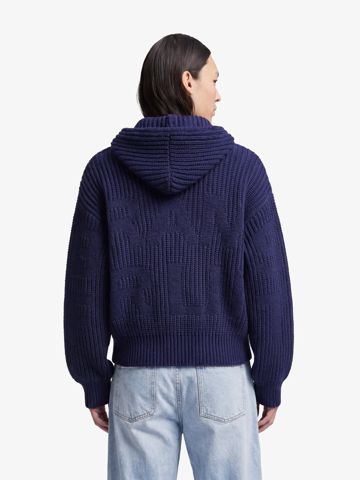 Brams Fruit Blue Hooded Knit Script logo Canvas Label