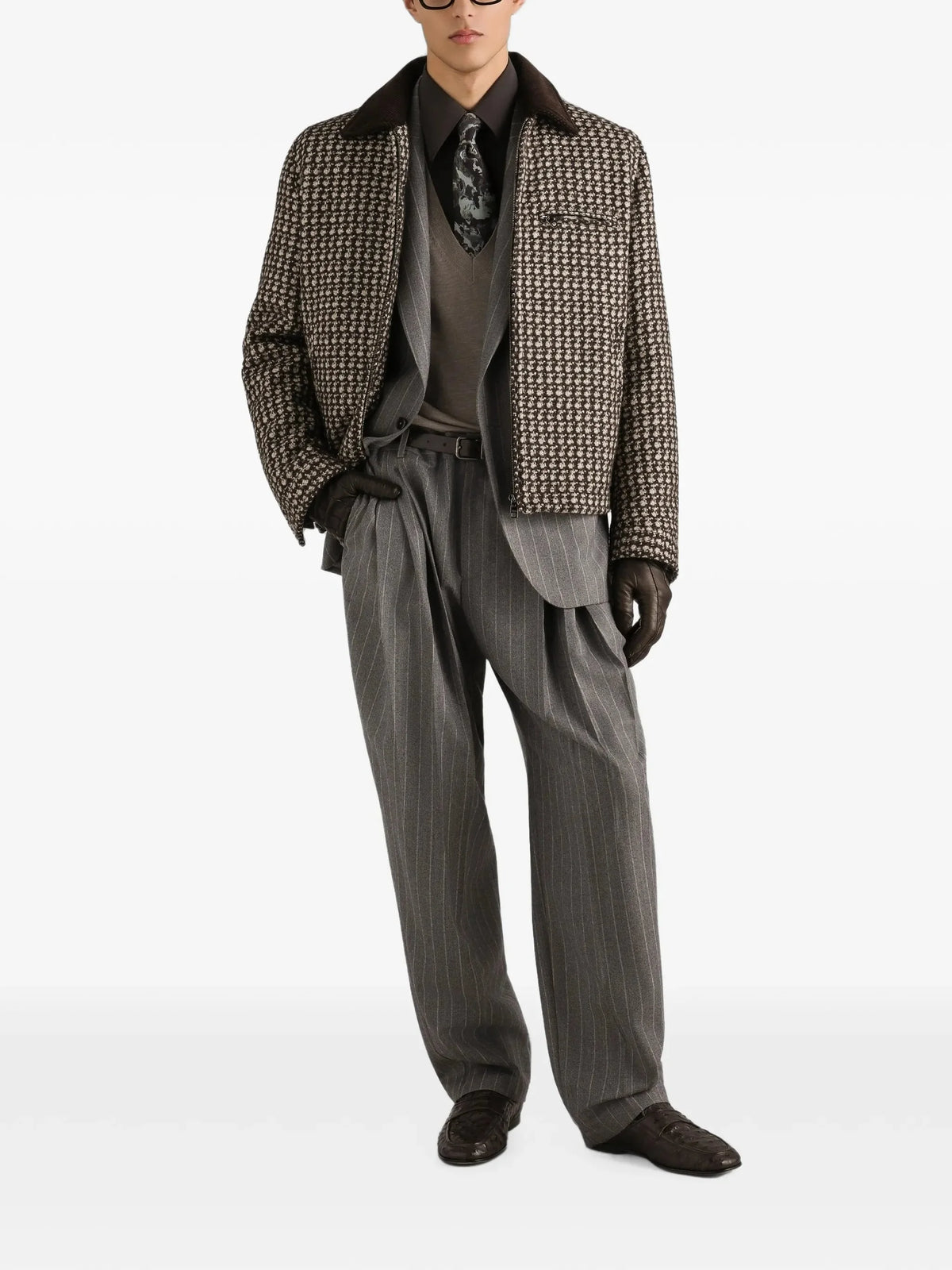 Dolce & Gabbana Grey Pinstripe Wool Trousers