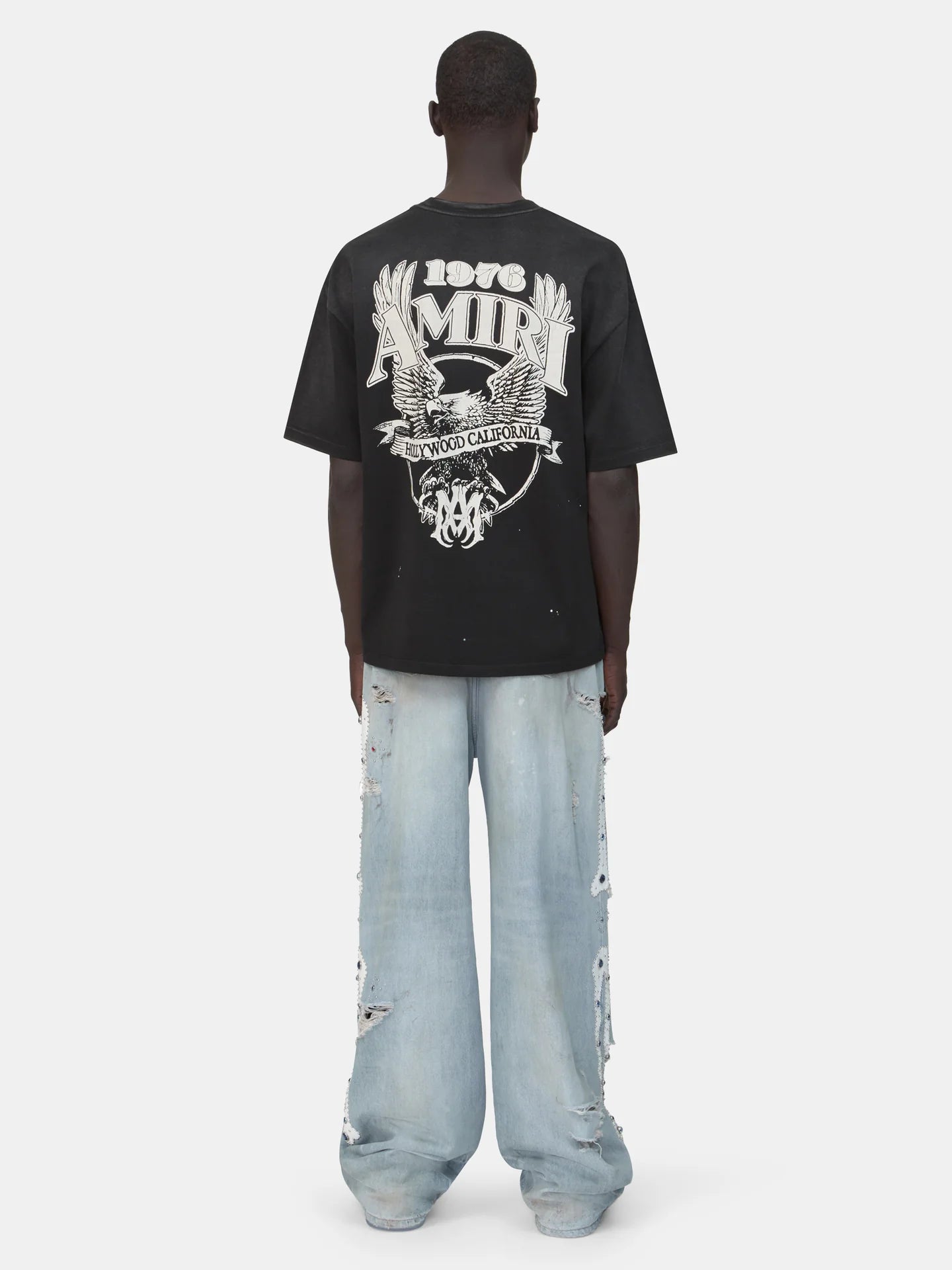 Amiri Eagle Black Oversized Tee model back