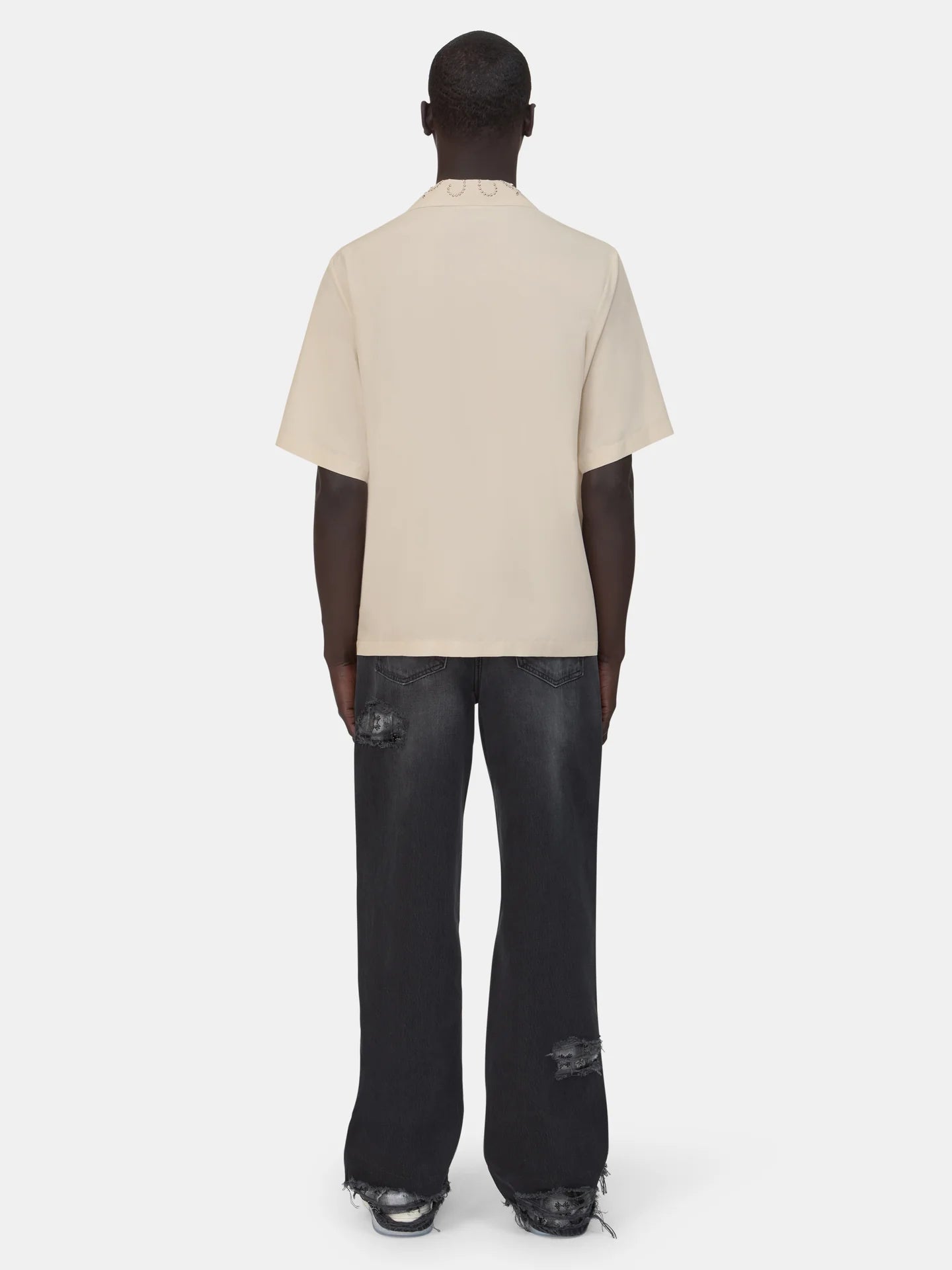 Amiri Stud Camp Ivory Shirt model back