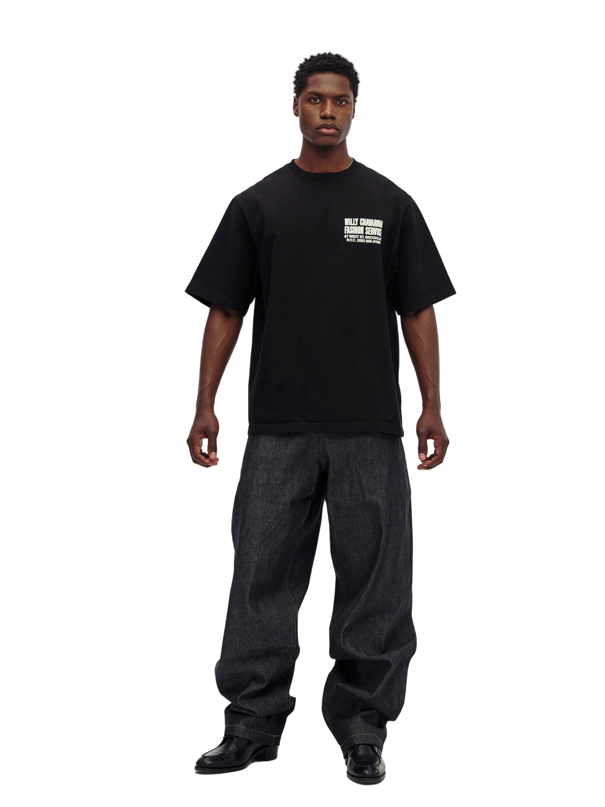 Willy Chavarria Red "Fashion Services" - Standard Tee Model Front