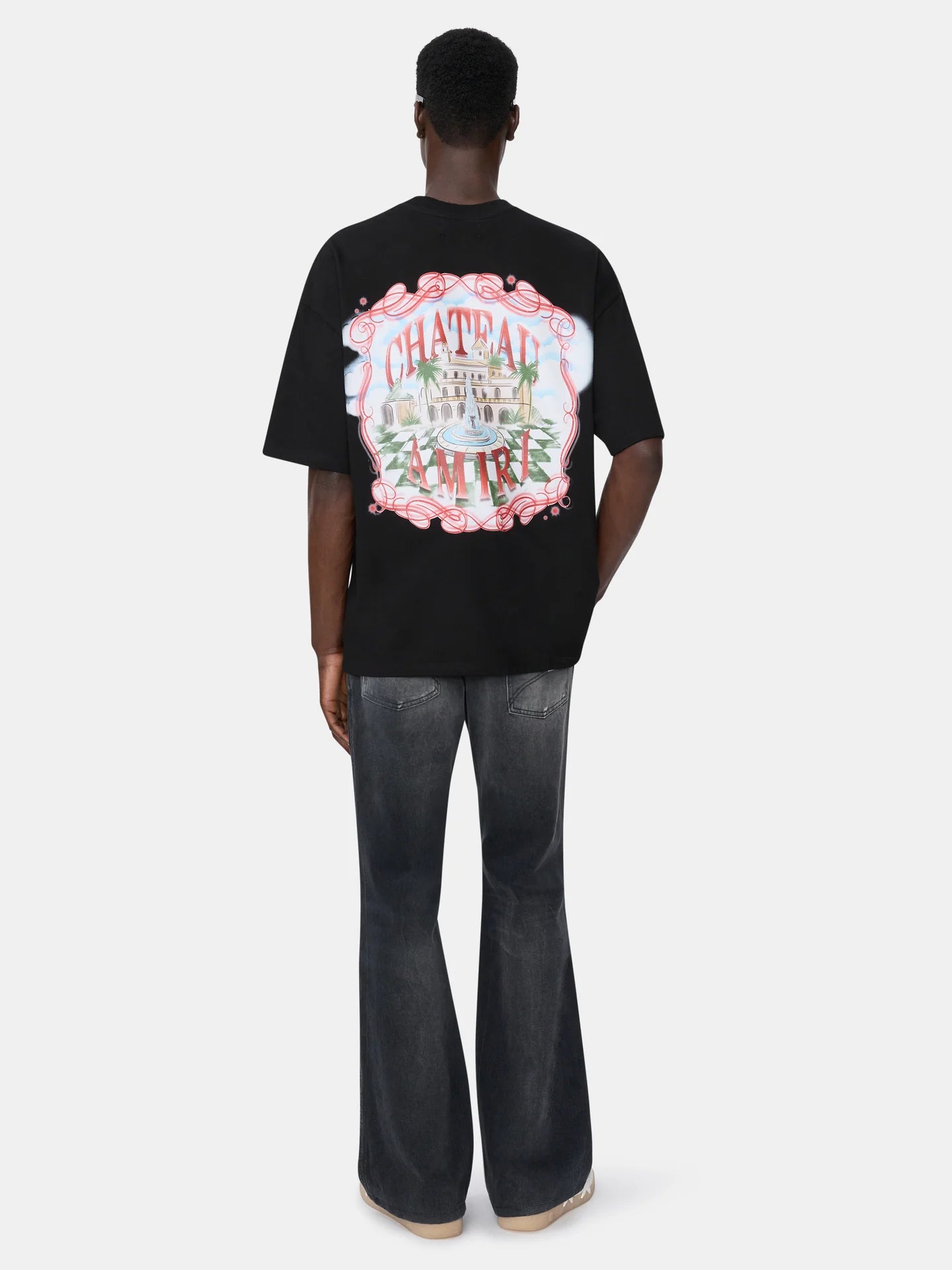 Amiri Chateau Sketch Black Os Tee model back