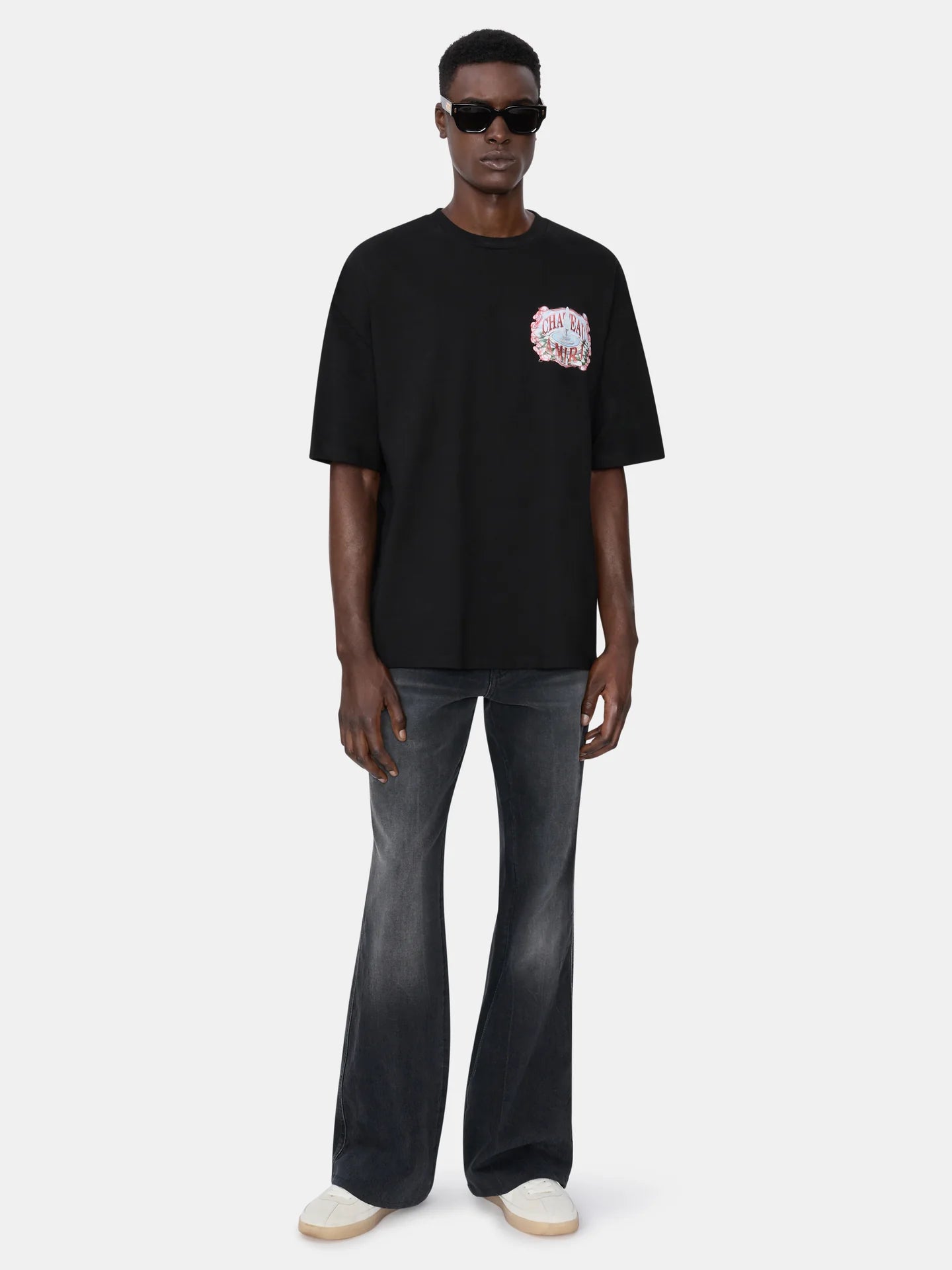 Amiri Chateau Sketch Black Os Tee model front