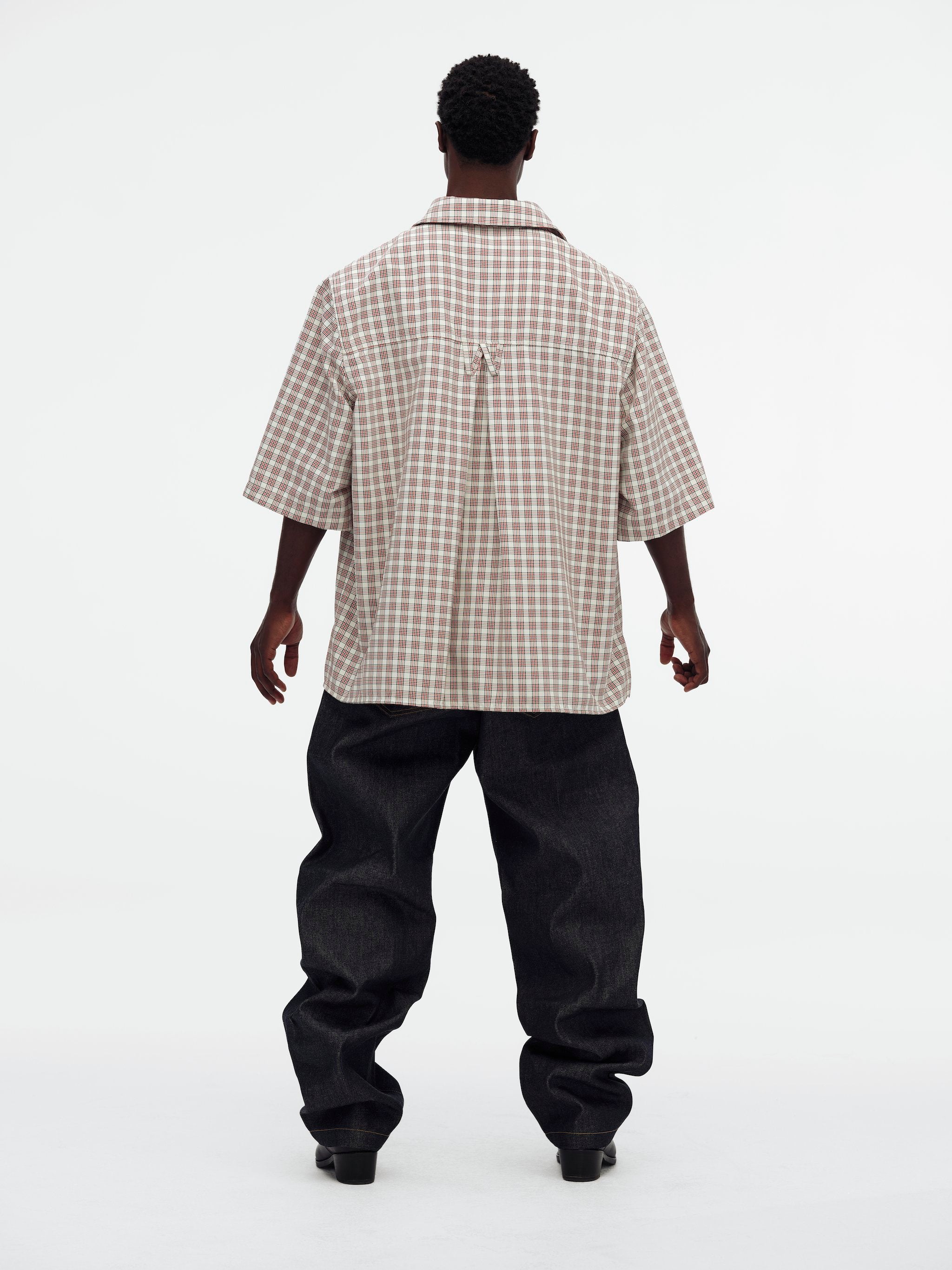 Willy Chavarria Red White Picnic Ss Corcoran Shirt model back