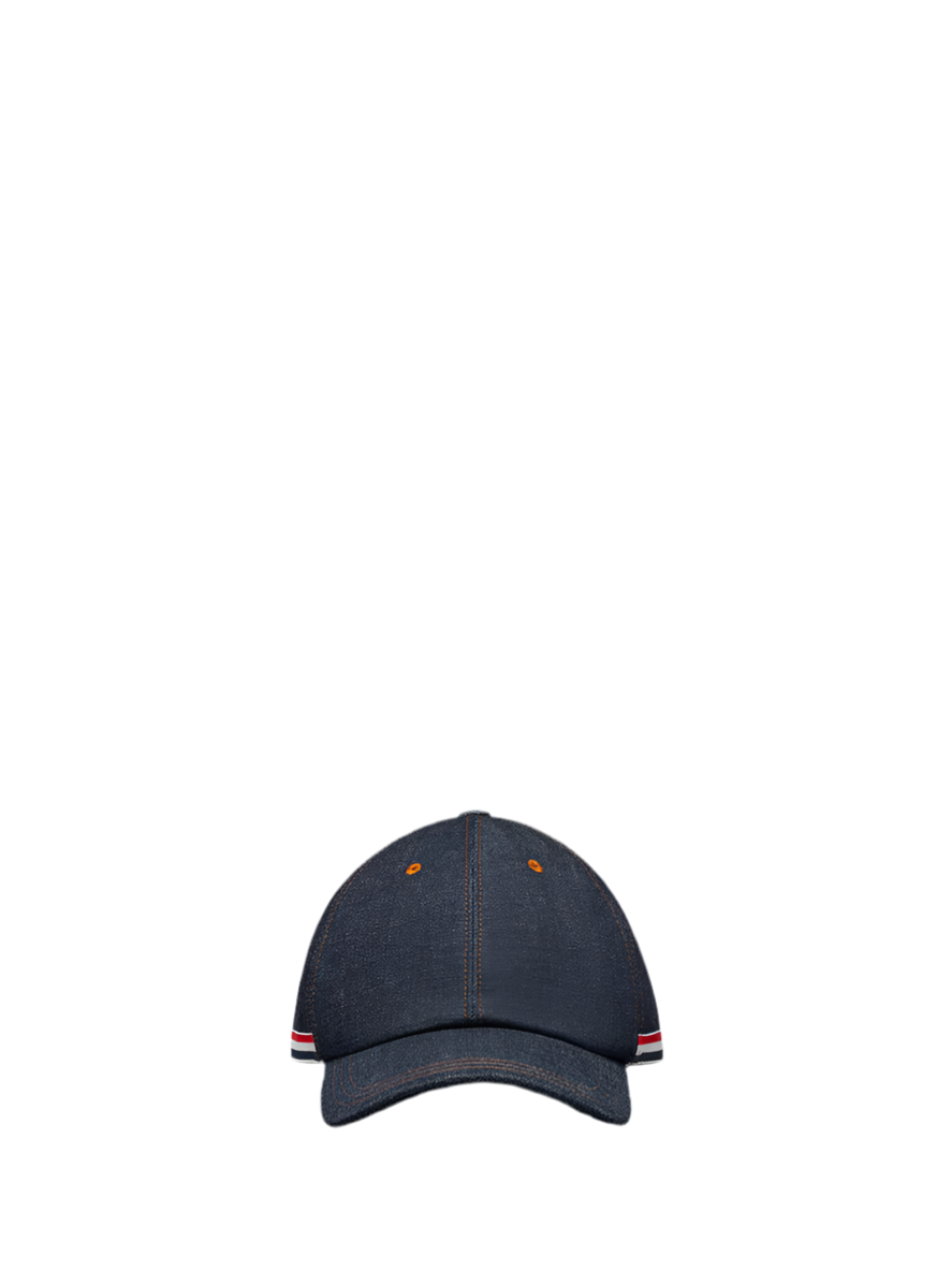 Classic 6 Panel Baseball Cap W/Contrast Top Stitch In Japanese Selvedge Denim
