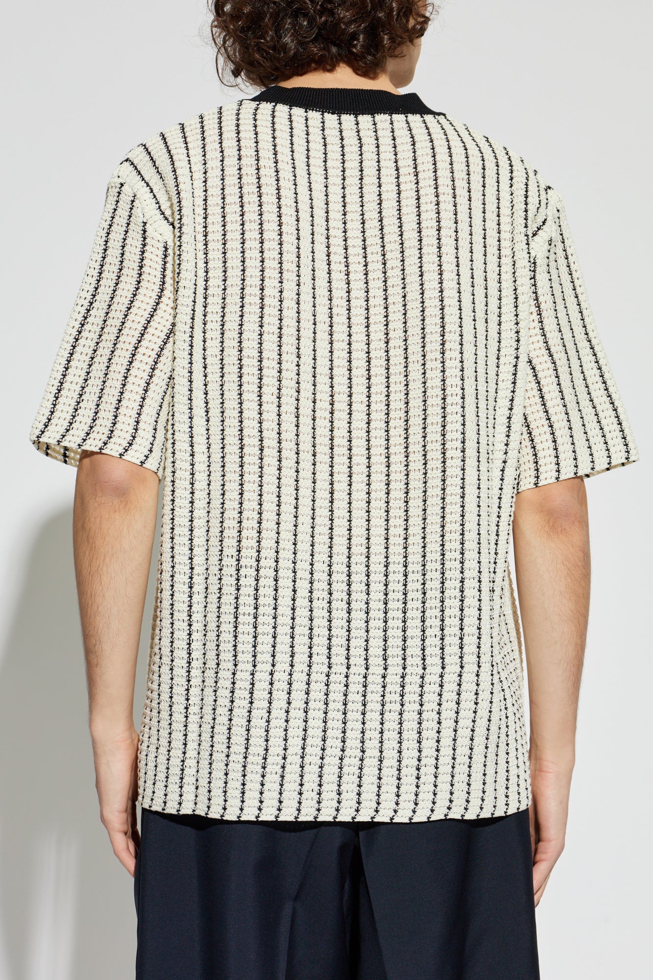 Jil Sander Black Cotton Pointelle T-Shirt